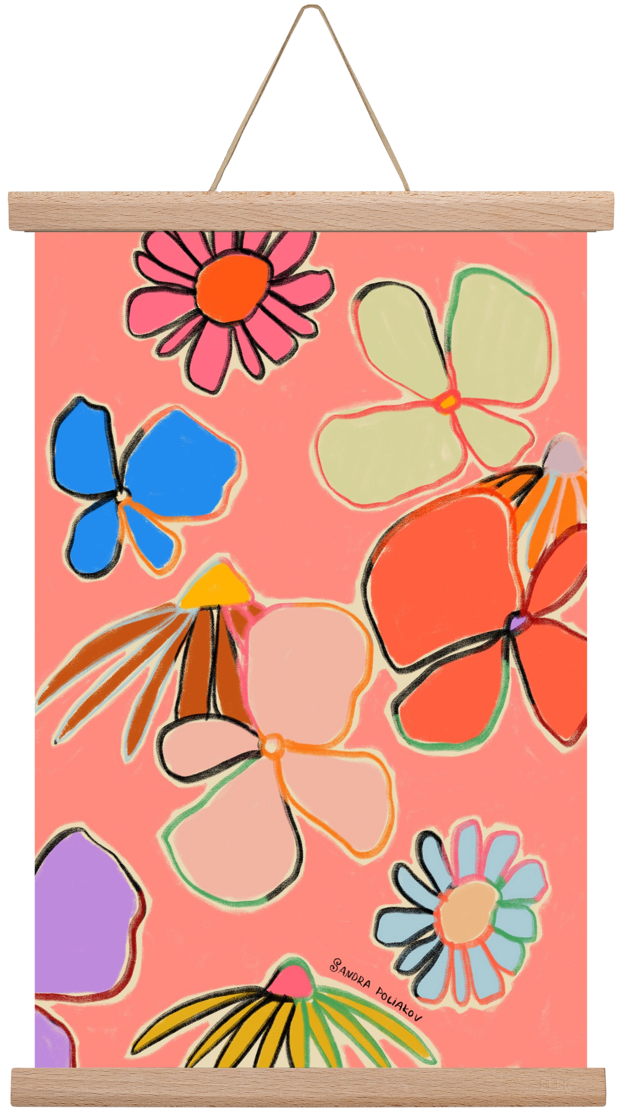 VINTAGE GARDEN PEACH, 30x45 cm (30x45 cm), Tölgy akasztó