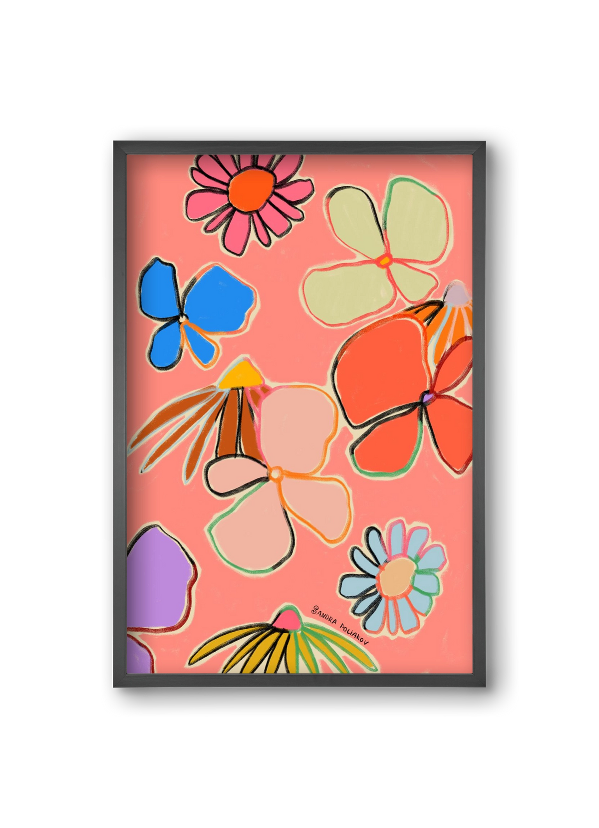 VINTAGE GARDEN PEACH, 20x30 cm (20x30 cm), Fekete keret