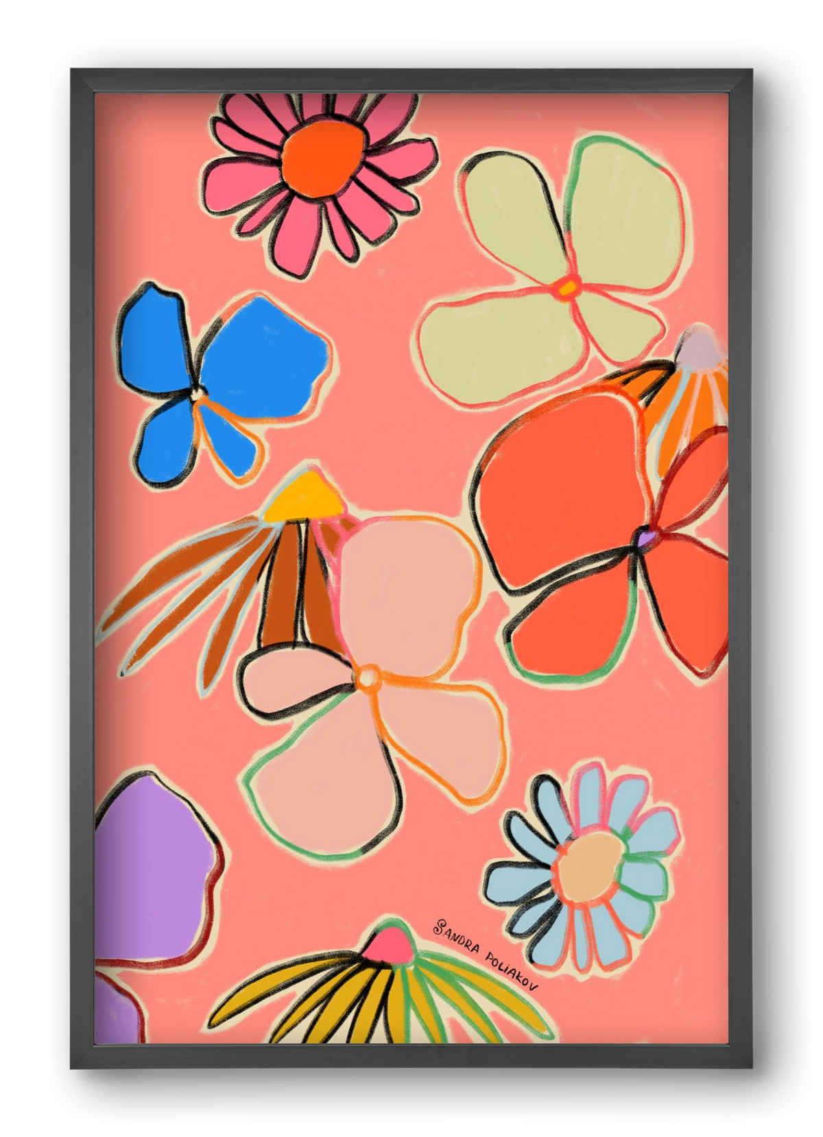 VINTAGE GARDEN PEACH, 40x60 cm (40x60 cm), Fekete keret