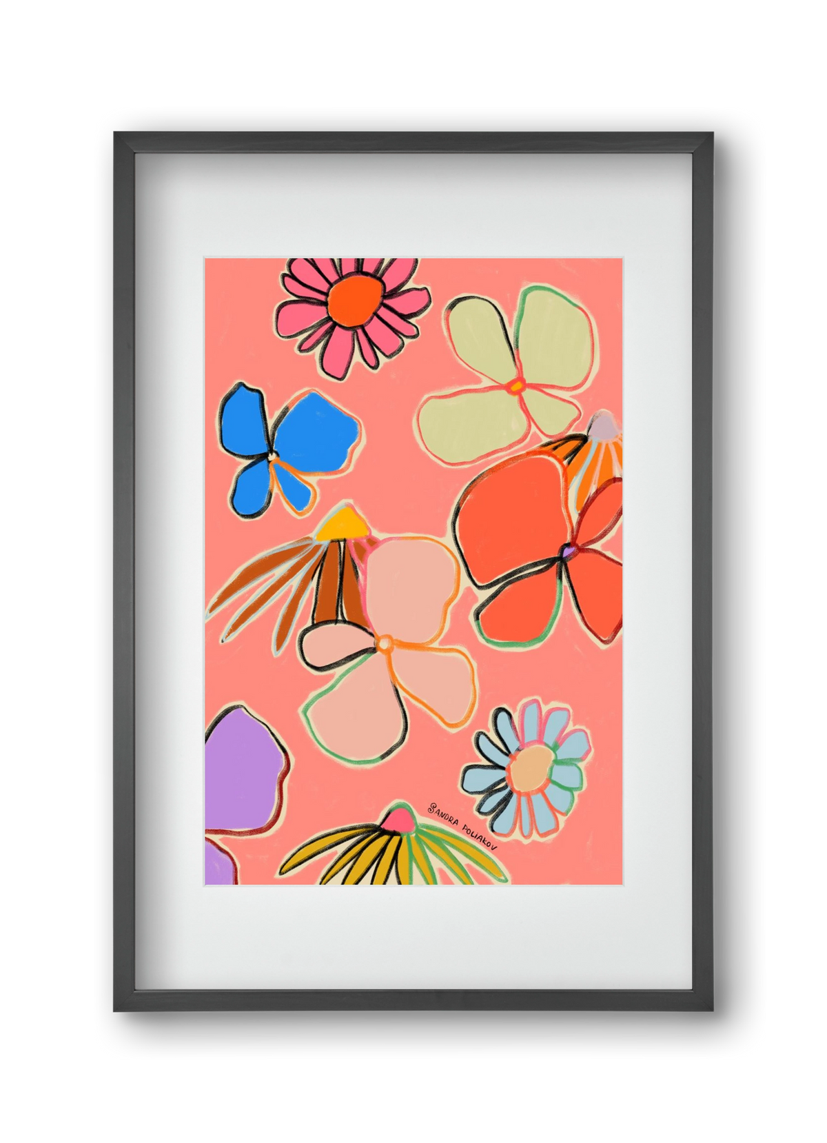 VINTAGE GARDEN PEACH, 30x45 cm (20x30 cm), Fekete keret, paszpartuval