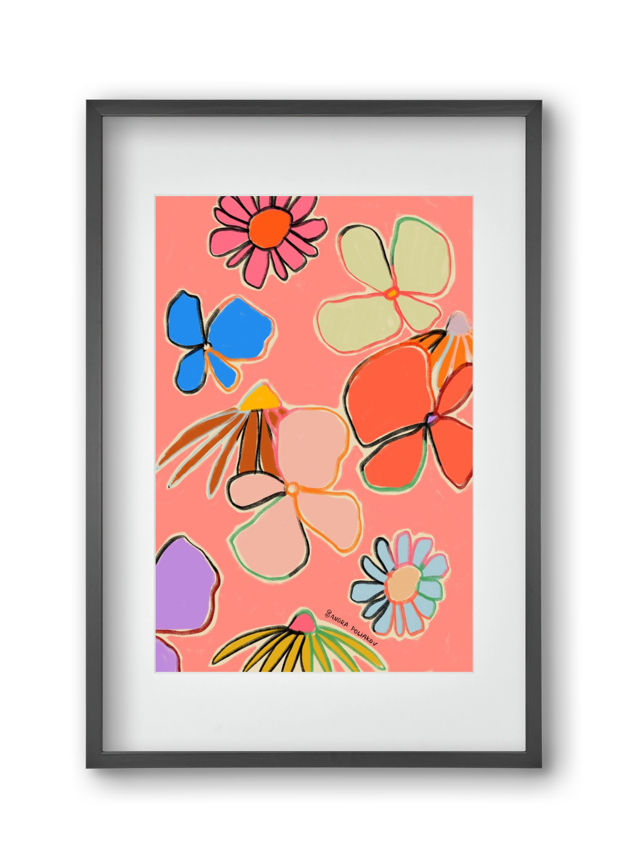 VINTAGE GARDEN PEACH, 30x45 cm (20x30 cm), Fekete keret, paszpartuval