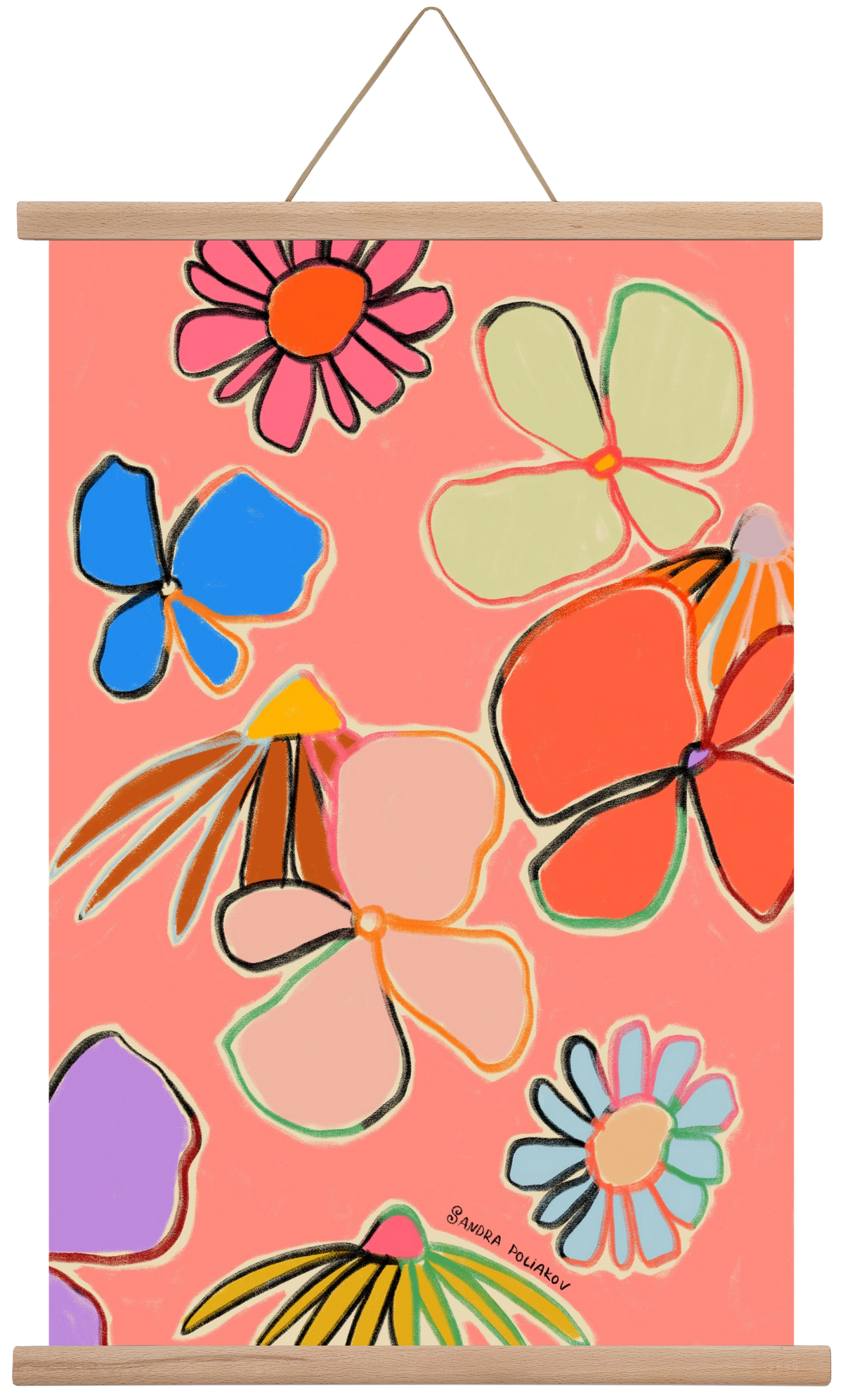 VINTAGE GARDEN PEACH, 40x60 cm (40x60 cm), Tölgy akasztó