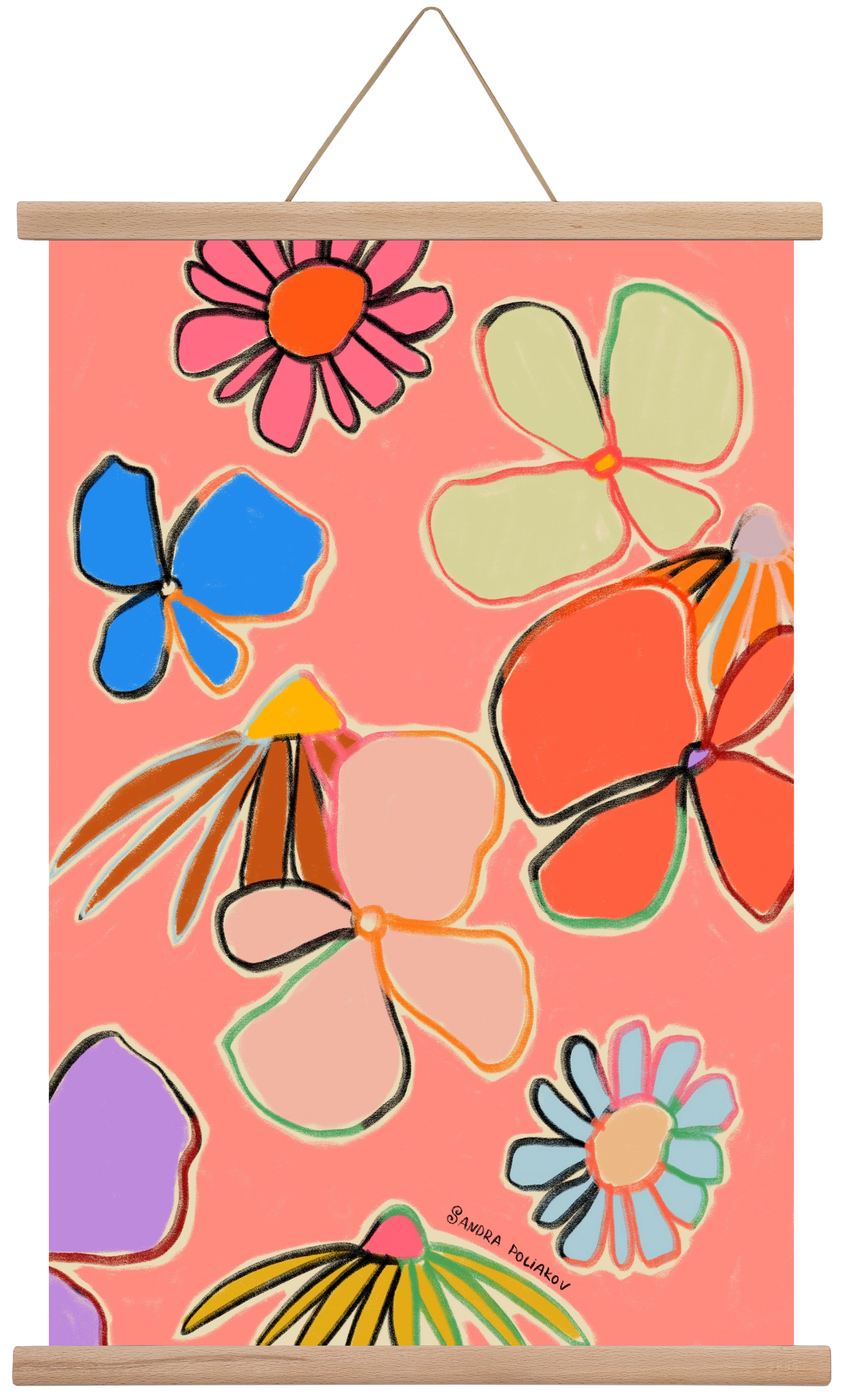 VINTAGE GARDEN PEACH, 40x60 cm (40x60 cm), Tölgy akasztó