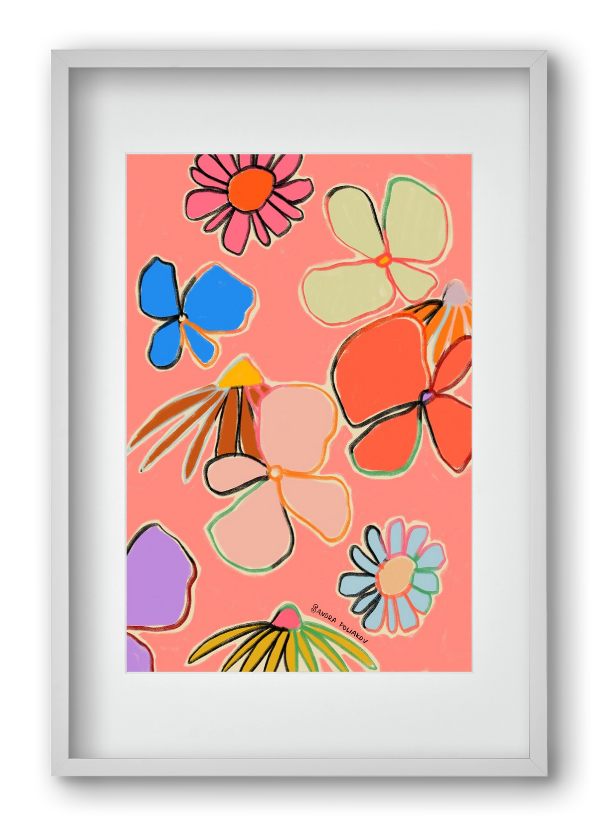 VINTAGE GARDEN PEACH, 40x60 cm (30x45 cm), Fehér keret, paszpartuval