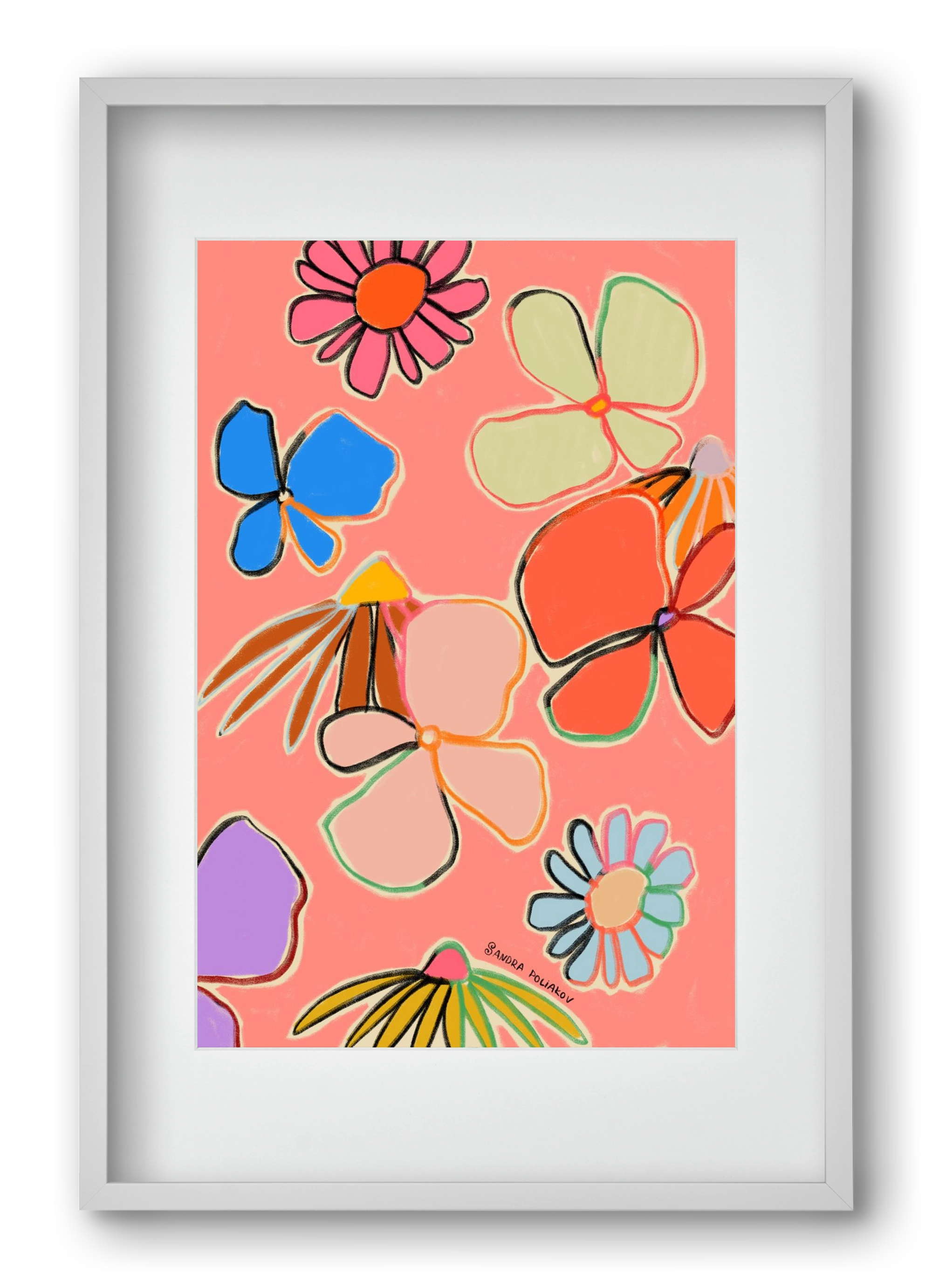 VINTAGE GARDEN PEACH, 40x60 cm (30x45 cm), Fehér keret, paszpartuval