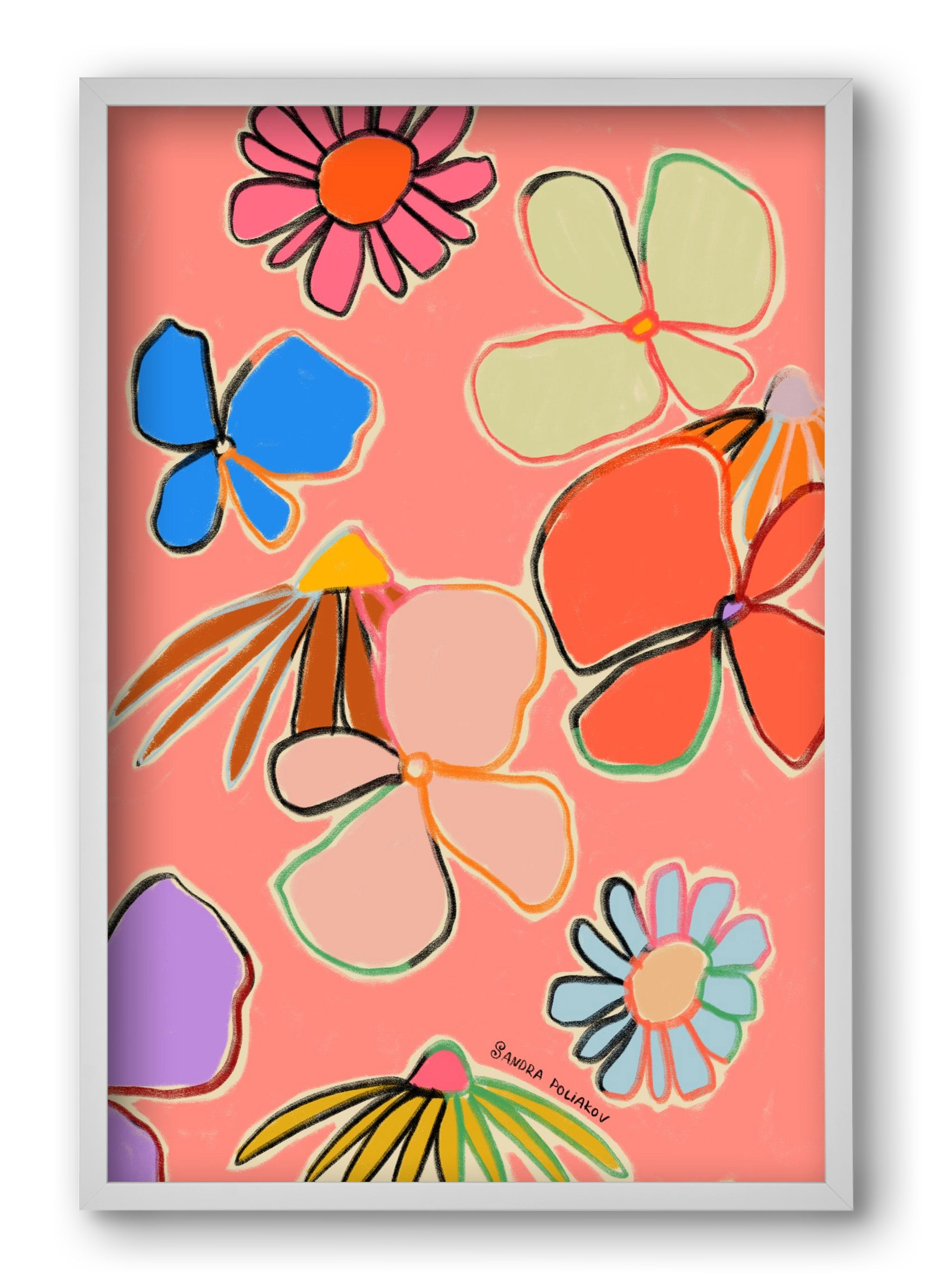 VINTAGE GARDEN PEACH, 40x60 cm (40x60 cm), Fehér keret