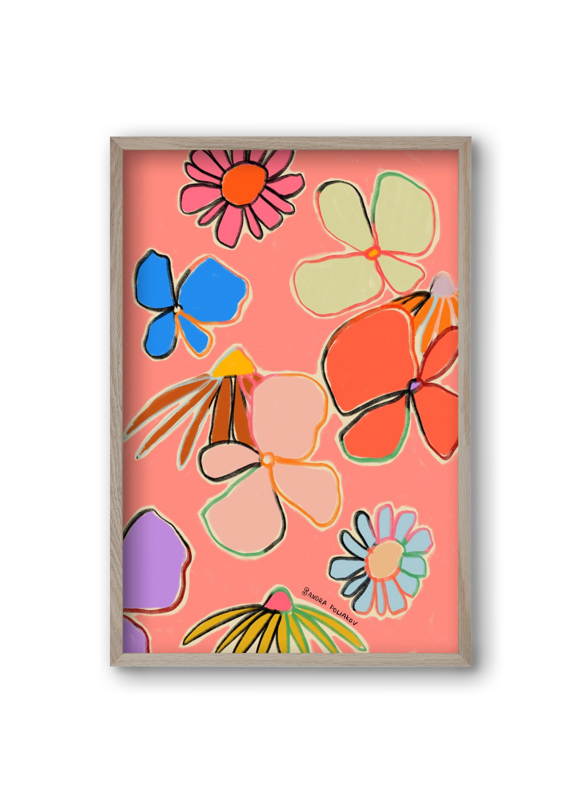 VINTAGE GARDEN PEACH, 20x30 cm (20x30 cm), Tölgy keret