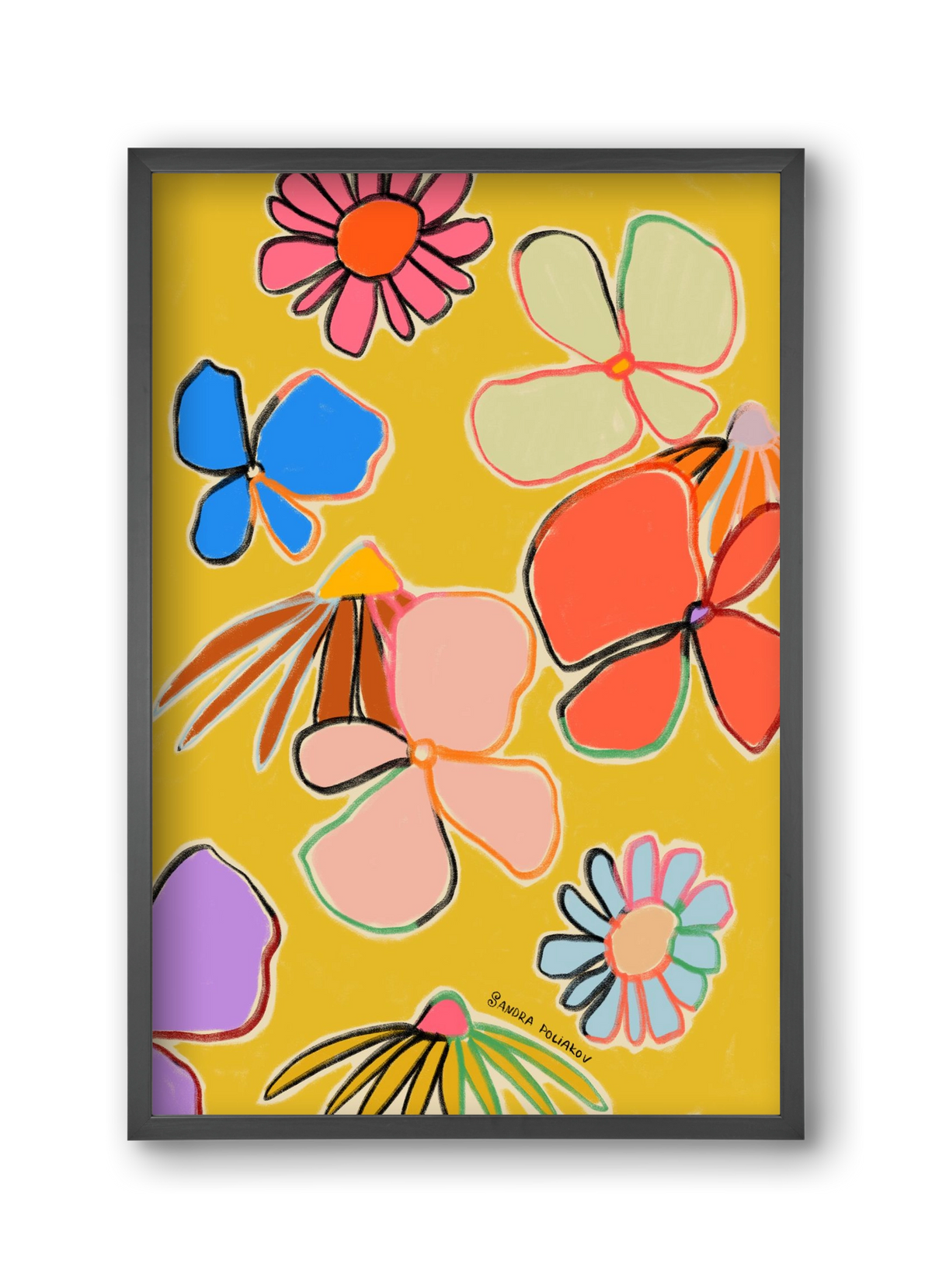 VINTAGE GARDEN YELLOW, 30x45 cm (30x45 cm), Fekete keret