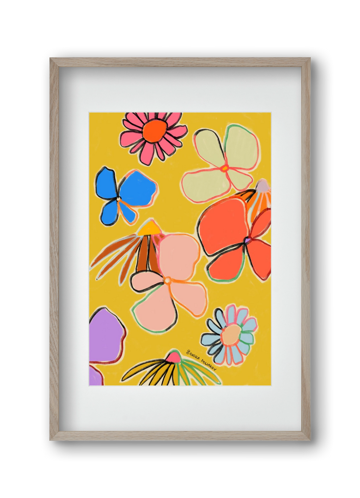 VINTAGE GARDEN YELLOW, 30x45 cm (20x30 cm), Tölgy keret, paszpartuval