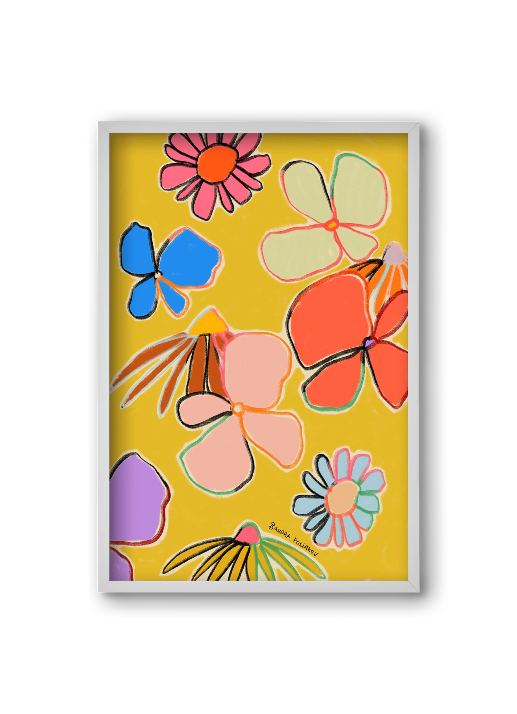 VINTAGE GARDEN YELLOW, 20x30 cm (20x30 cm), Fehér keret