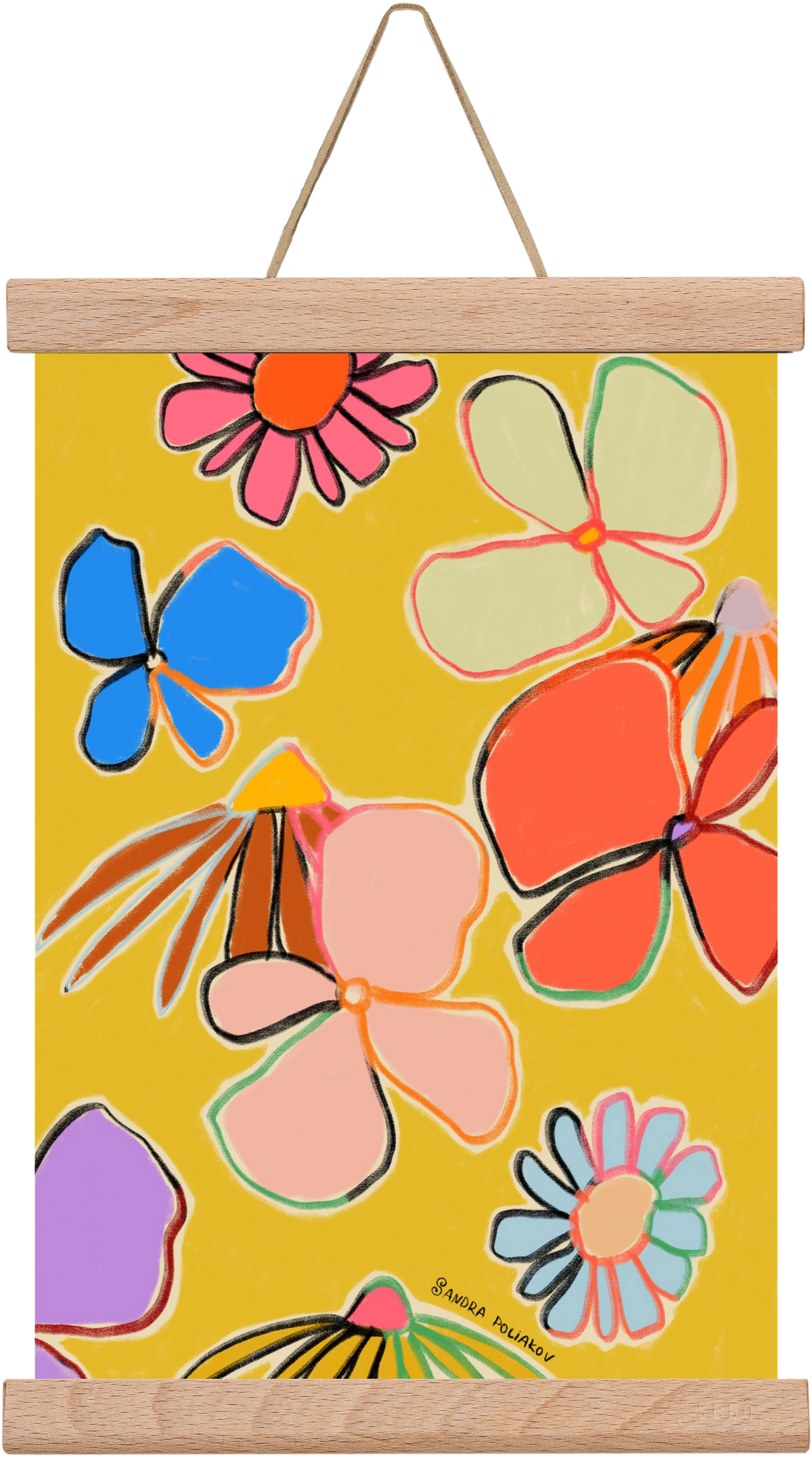 VINTAGE GARDEN YELLOW, 20x30 cm (20x30 cm), Tölgy akasztó