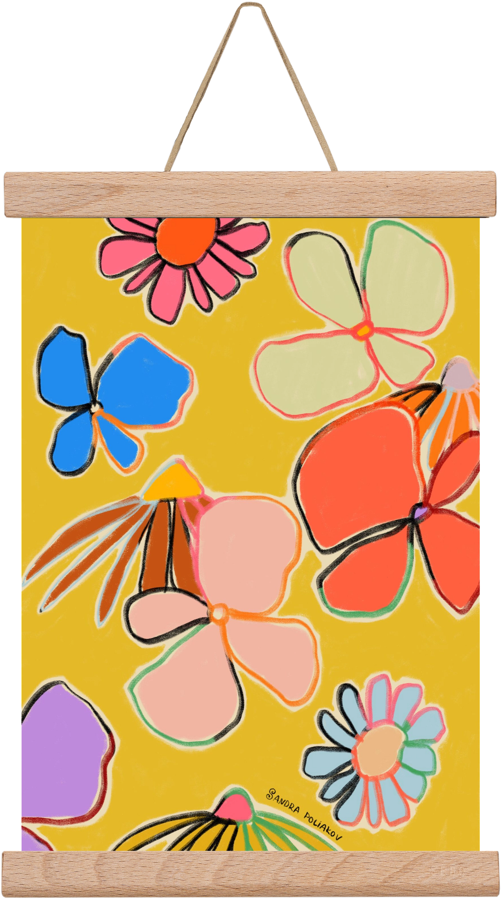 VINTAGE GARDEN YELLOW, 20x30 cm (20x30 cm), Tölgy akasztó