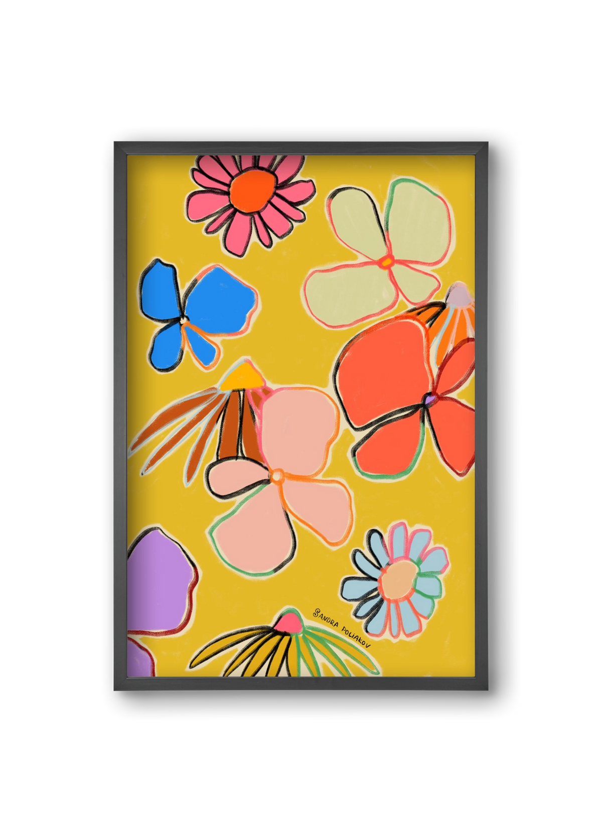 VINTAGE GARDEN YELLOW, 20x30 cm (20x30 cm), Fekete keret