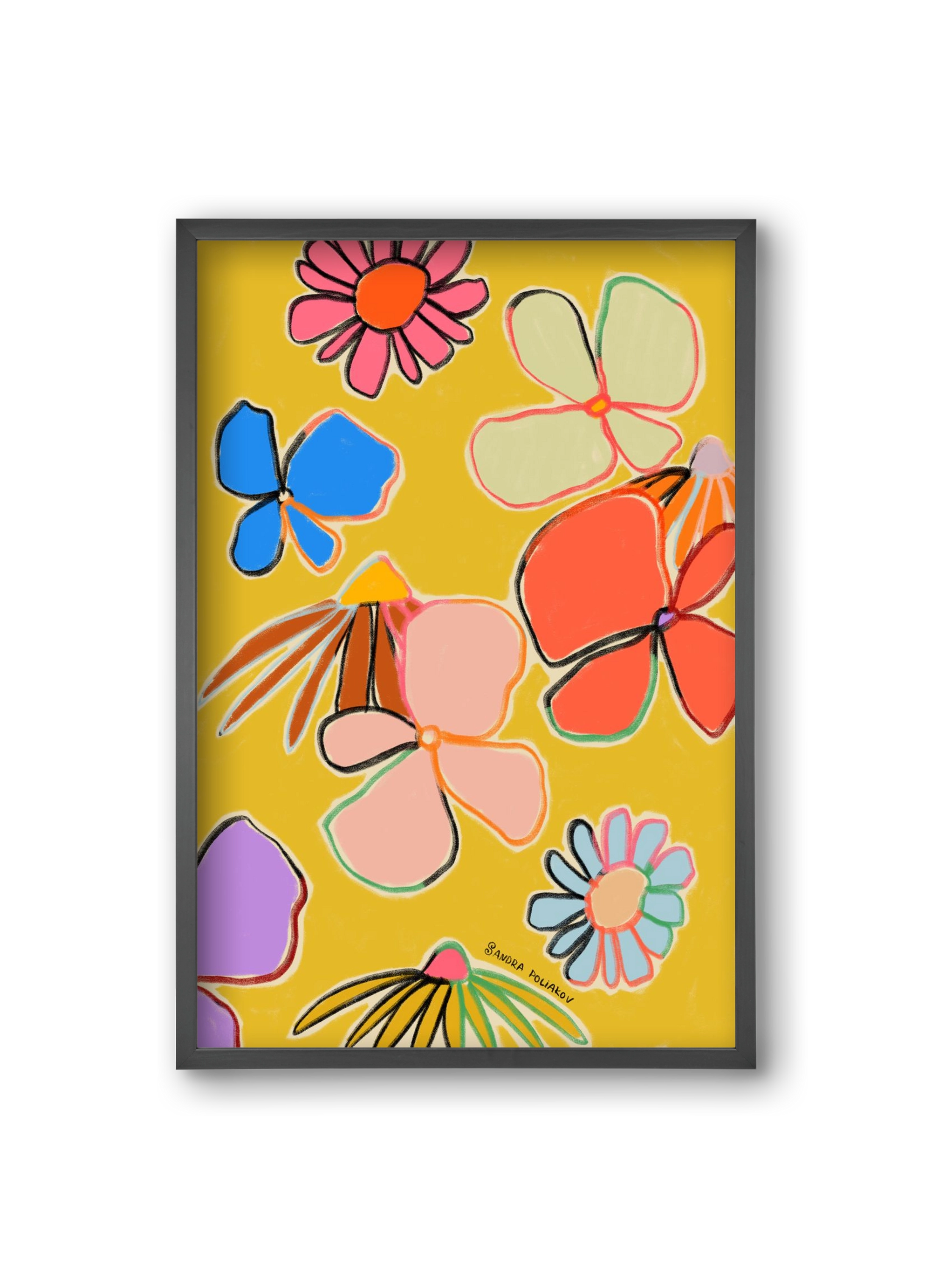 VINTAGE GARDEN YELLOW, 20x30 cm (20x30 cm), Fekete keret