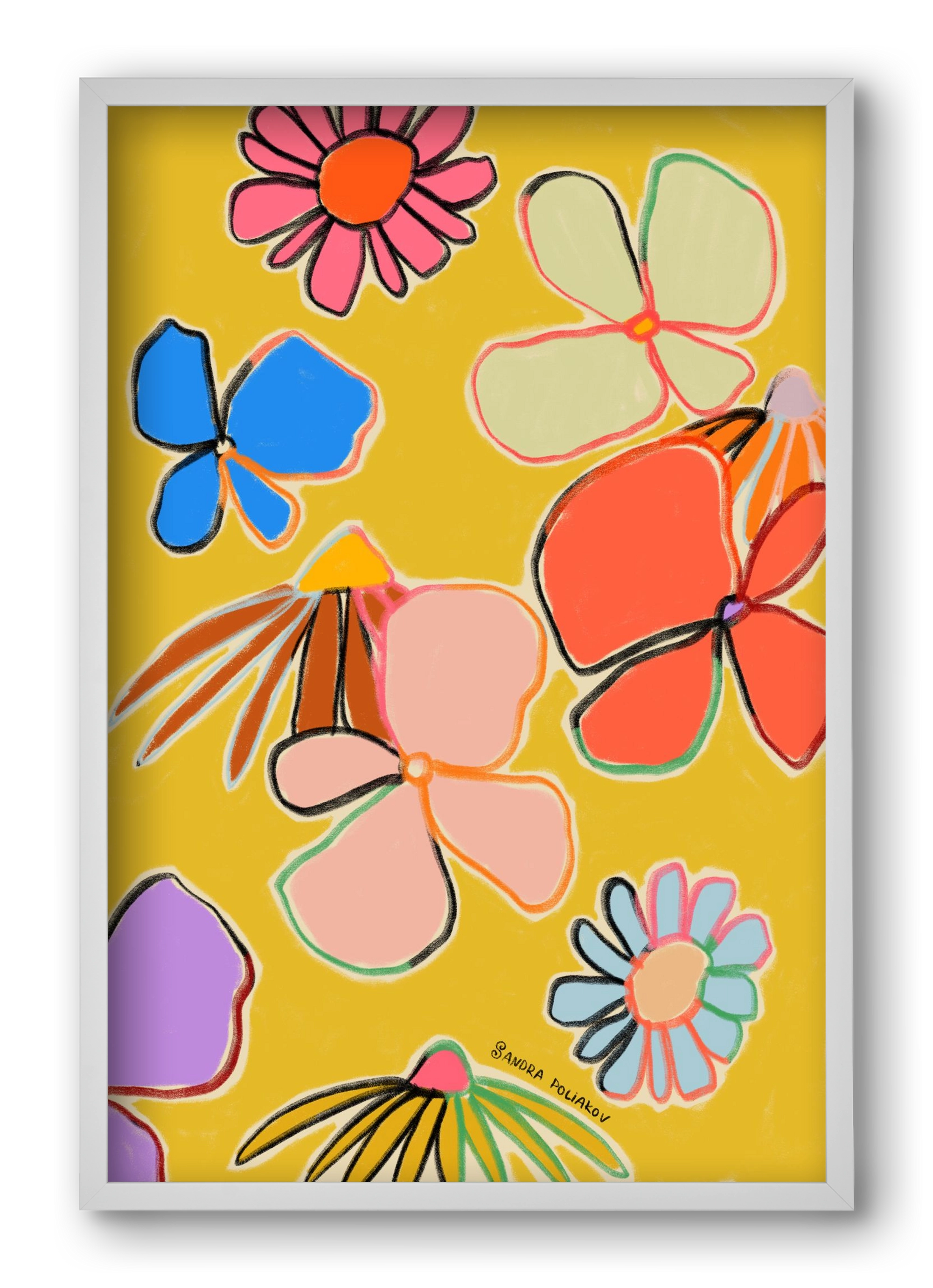 VINTAGE GARDEN YELLOW, 40x60 cm (40x60 cm), Fehér keret