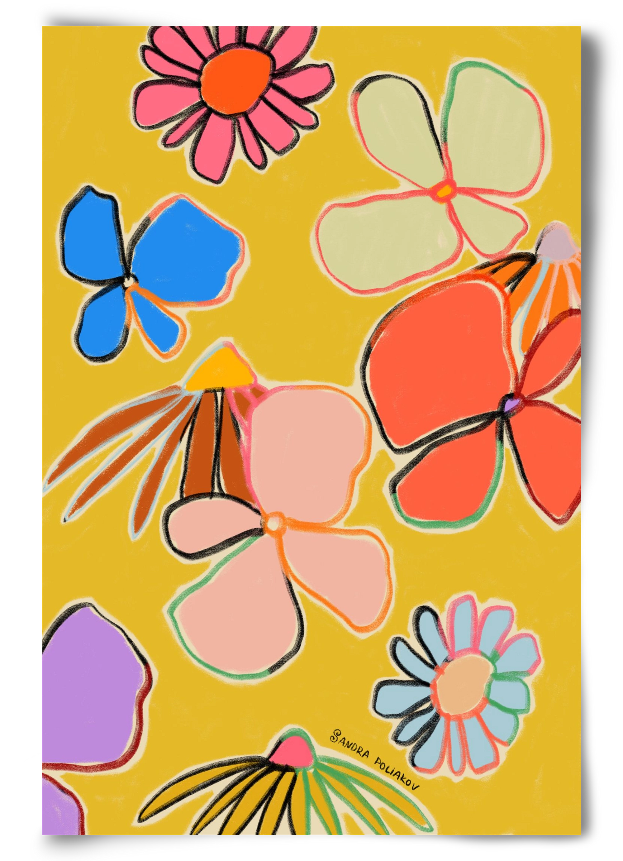 VINTAGE GARDEN YELLOW, 60x90 cm, Keret nélkül