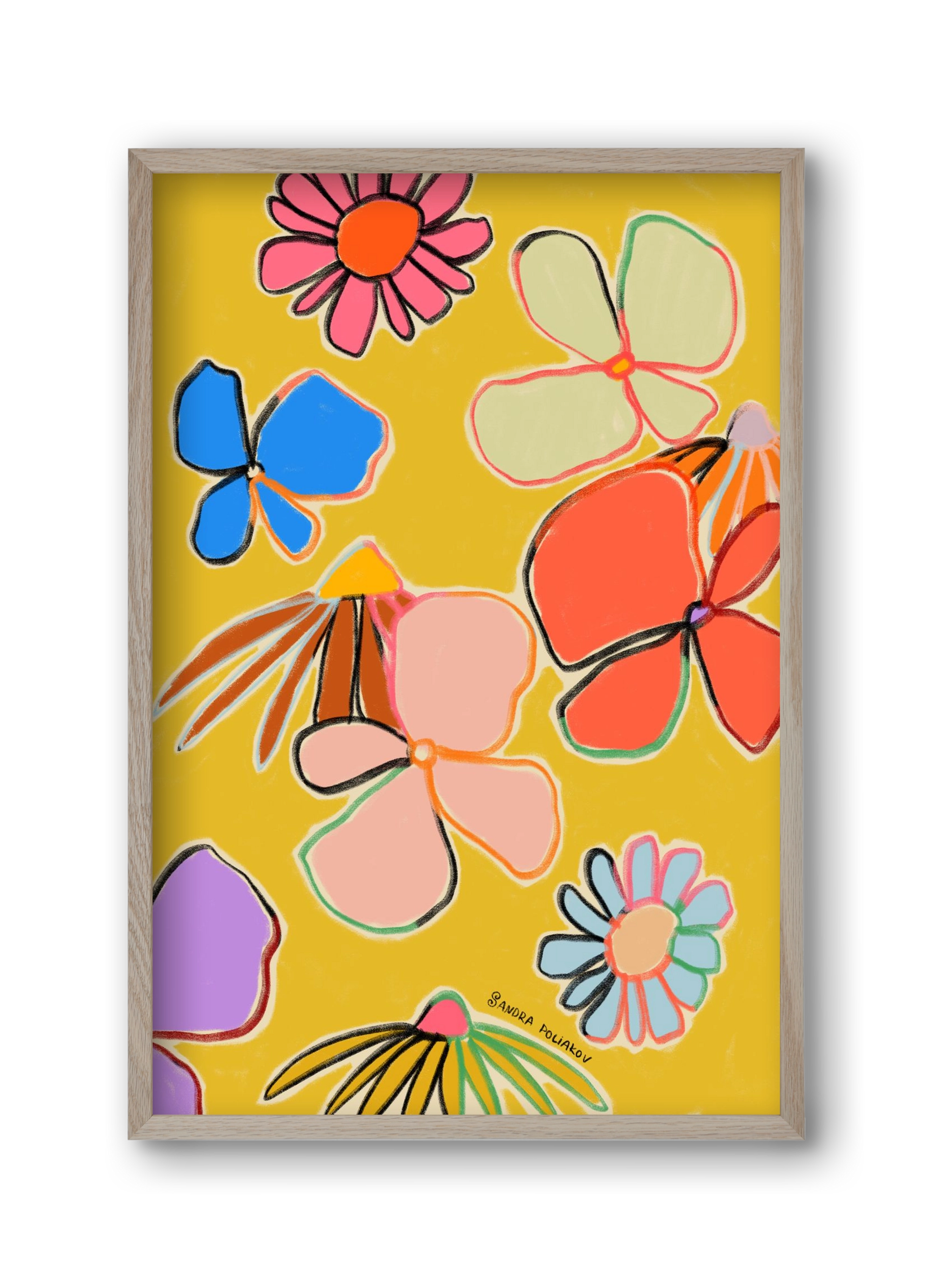 VINTAGE GARDEN YELLOW, 30x45 cm (30x45 cm), Tölgy keret