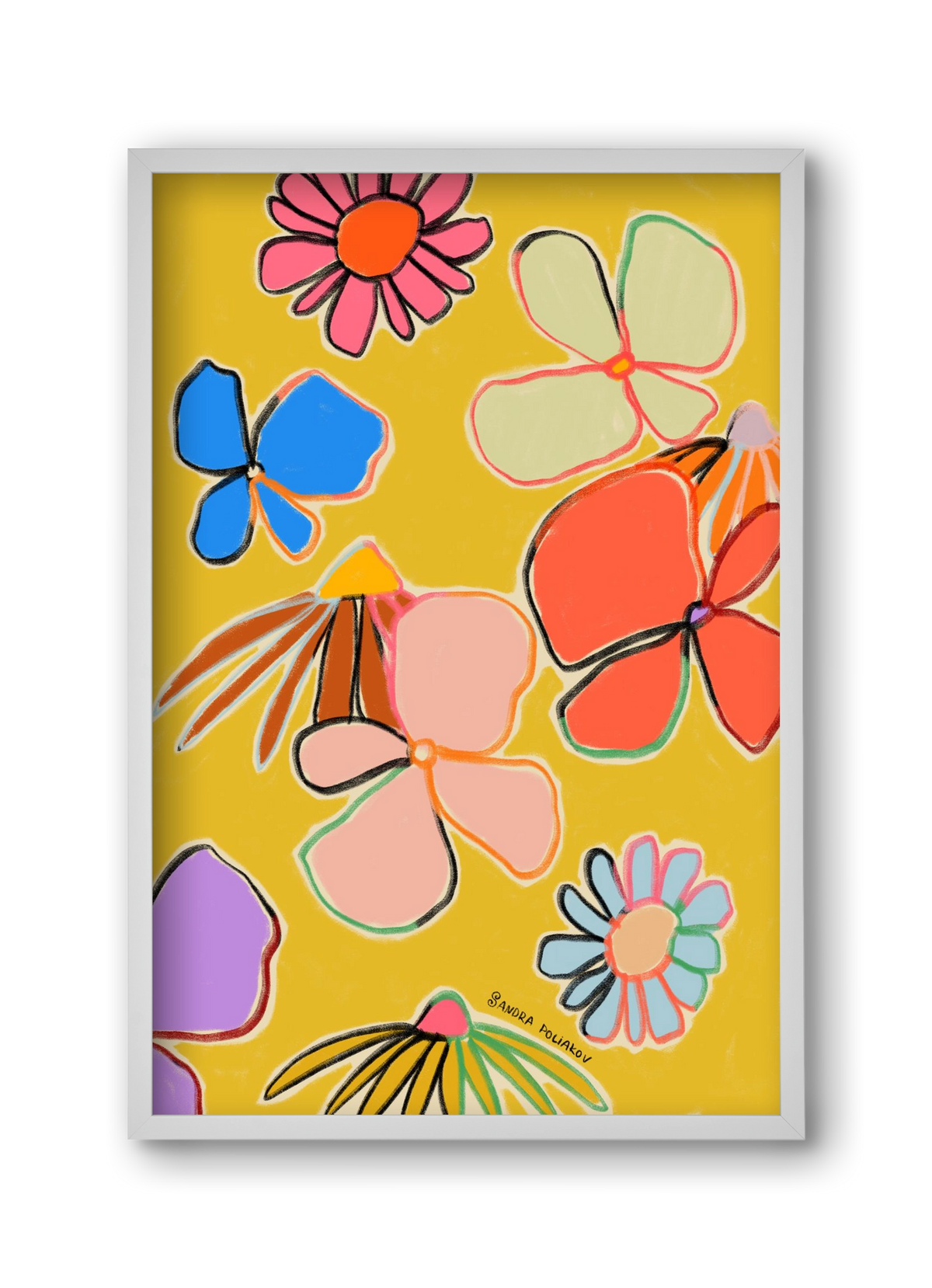 VINTAGE GARDEN YELLOW, 30x45 cm (30x45 cm), Fehér keret