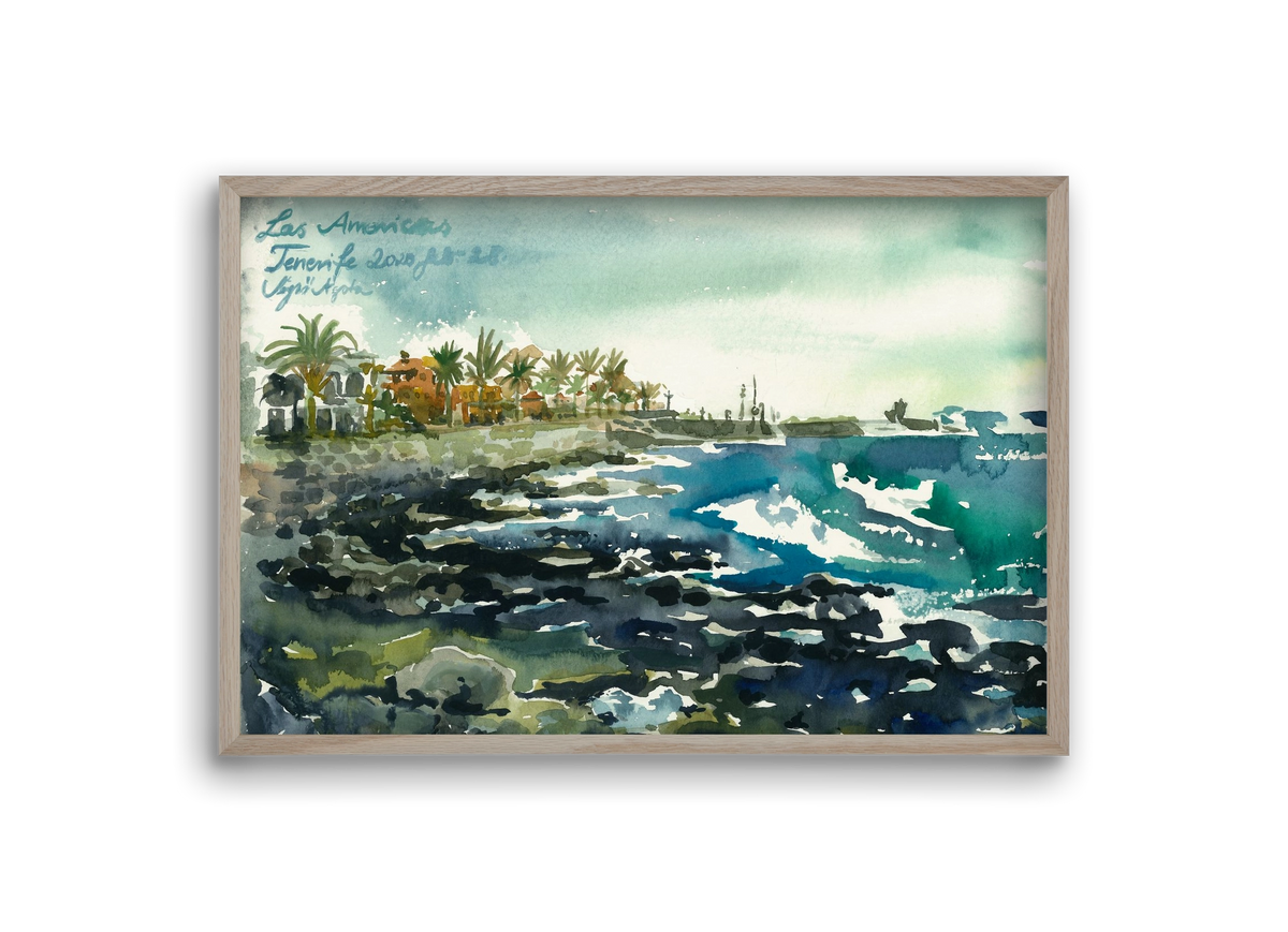 TENERIFE - Las Americas - 2020.02.28., 30x20 cm (30x20 cm), Tölgy keret