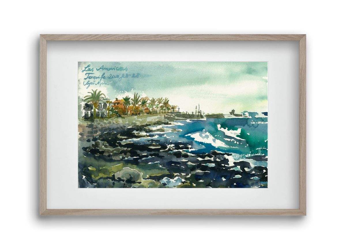 TENERIFE - Las Americas - 2020.02.28., 45x30 cm (30x20 cm), Tölgy keret, paszpartuval