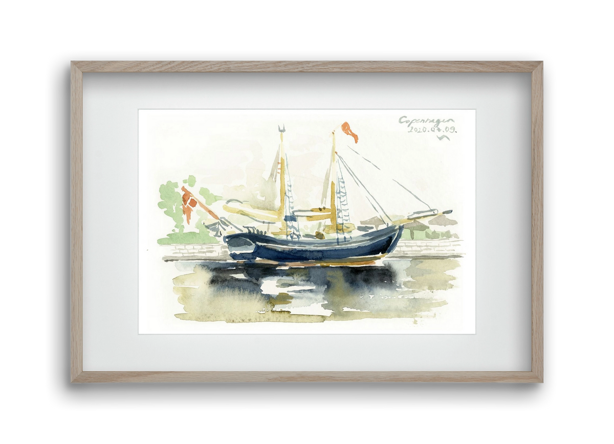 COPENHAGEN - 2020.07.09., 45x30 cm (30x20 cm), Tölgy keret, paszpartuval