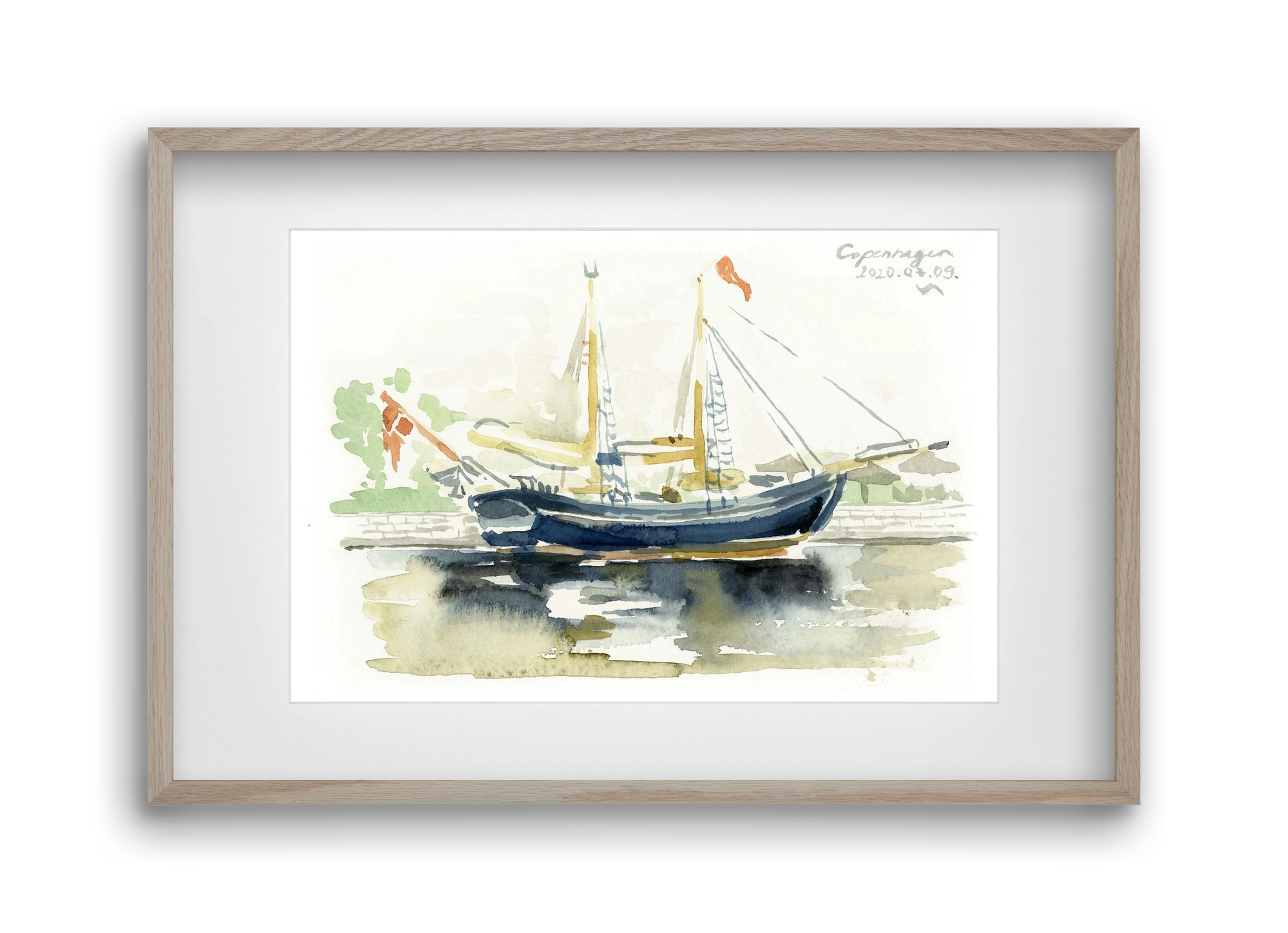 COPENHAGEN - 2020.07.09., 45x30 cm (30x20 cm), Tölgy keret, paszpartuval