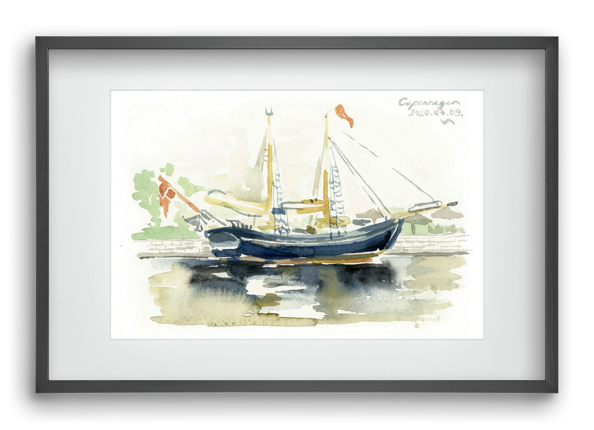 COPENHAGEN - 2020.07.09., 60x40 cm (45x30 cm), Fekete keret, paszpartuval