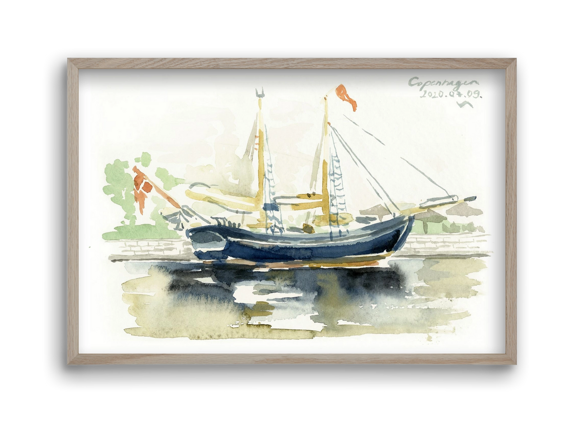 COPENHAGEN - 2020.07.09., 45x30 cm (45x30 cm), Tölgy keret