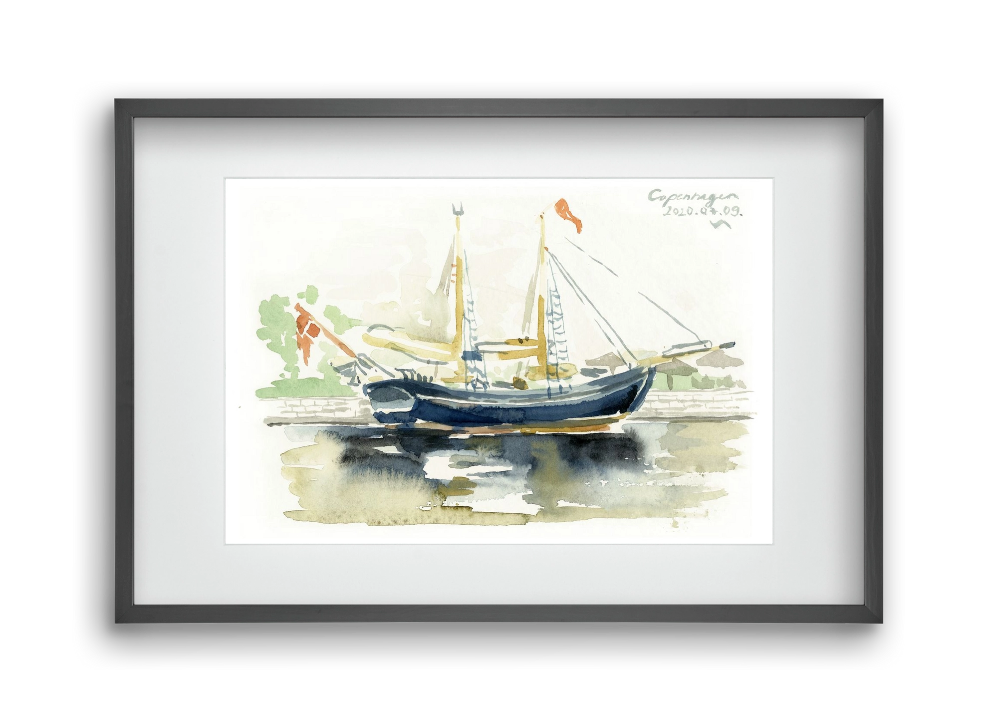COPENHAGEN - 2020.07.09., 45x30 cm (30x20 cm), Fekete keret, paszpartuval