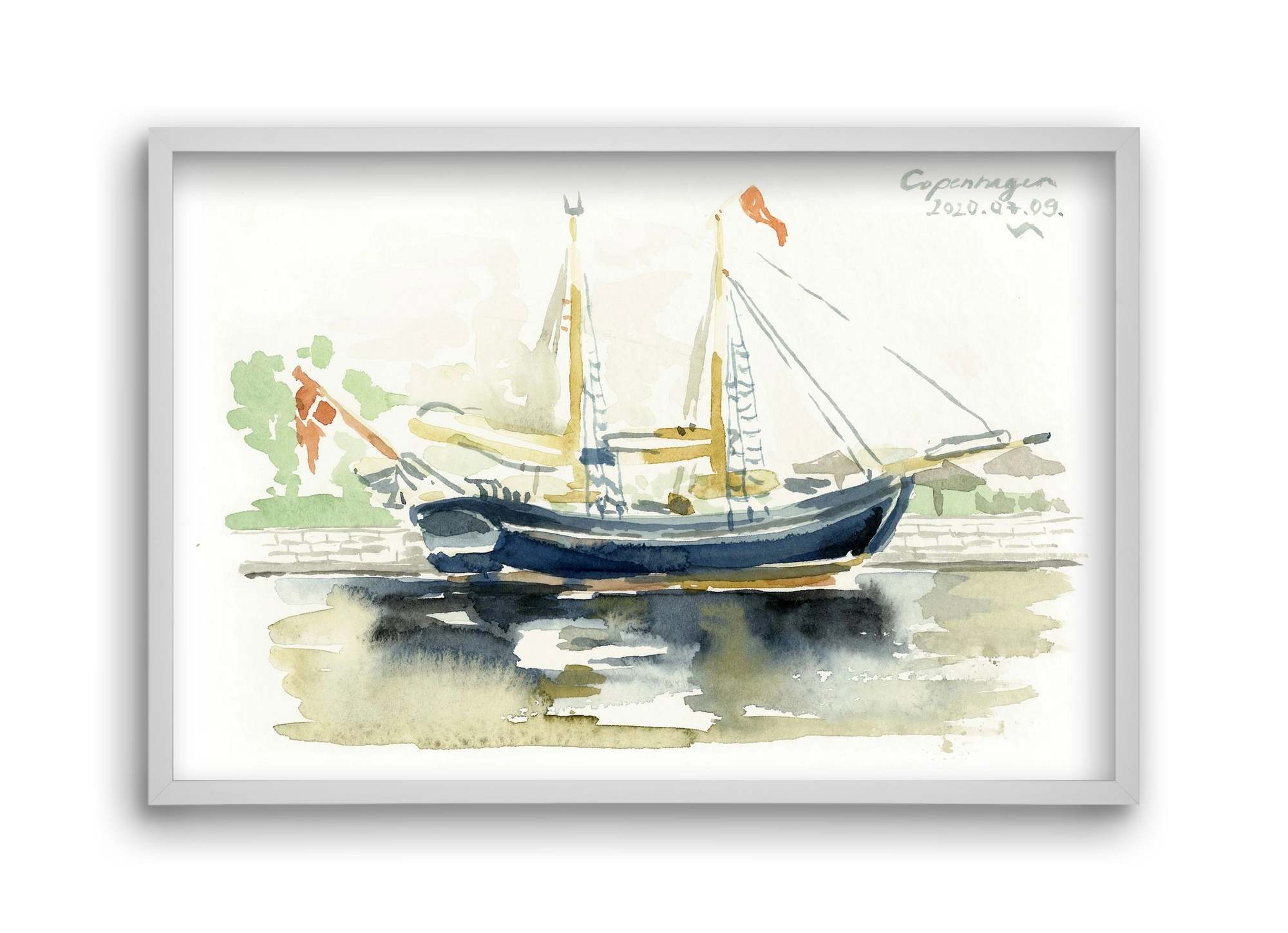 COPENHAGEN - 2020.07.09., 45x30 cm (45x30 cm), Fehér keret