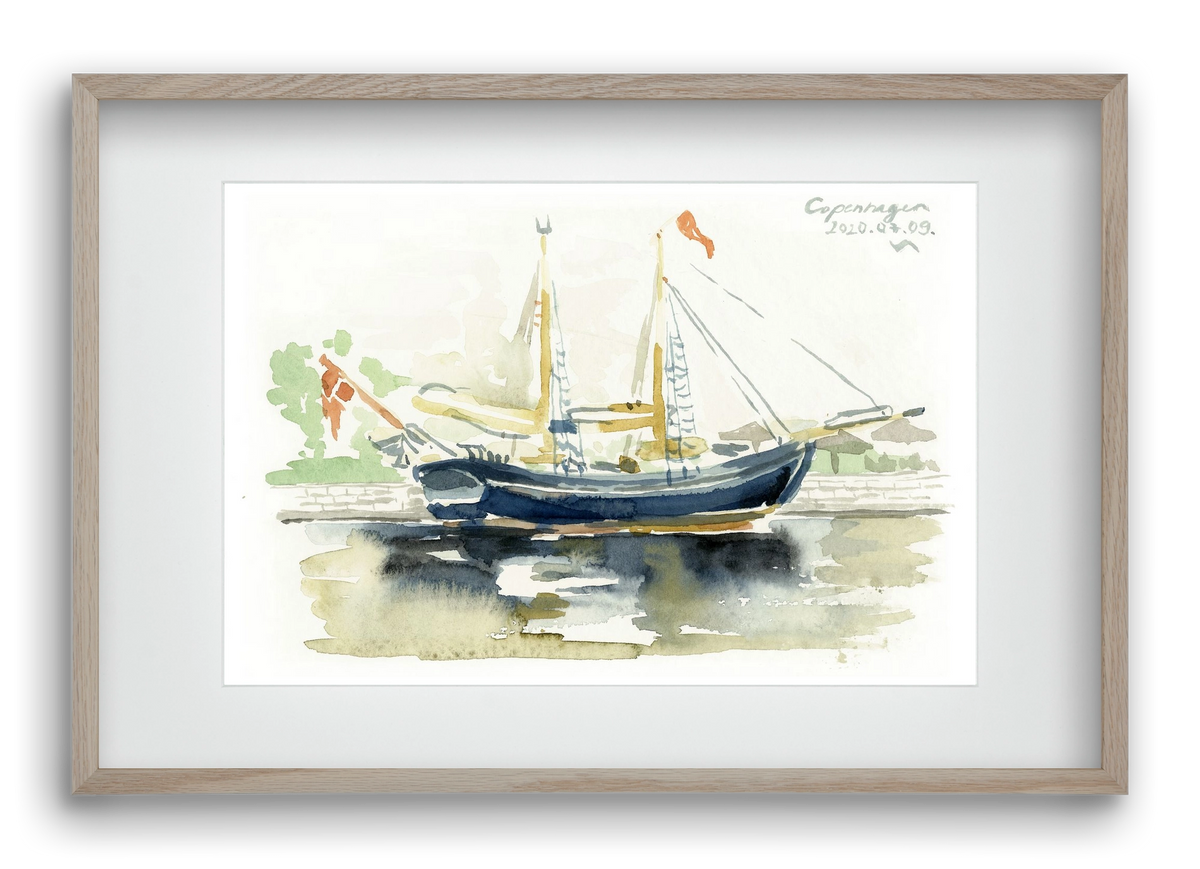 COPENHAGEN - 2020.07.09., 60x40 cm (45x30 cm), Tölgy keret, paszpartuval