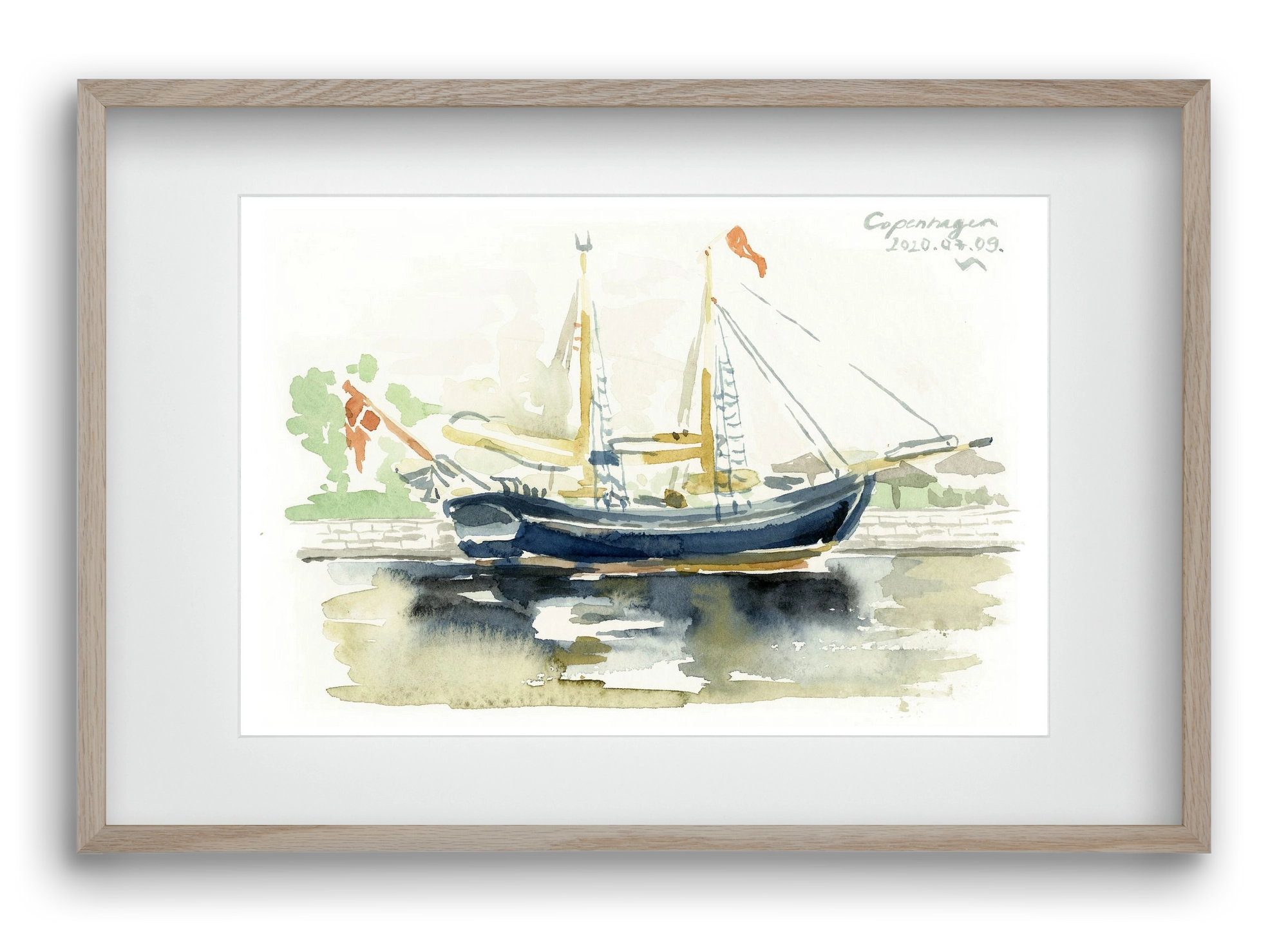 COPENHAGEN - 2020.07.09., 60x40 cm (45x30 cm), Tölgy keret, paszpartuval
