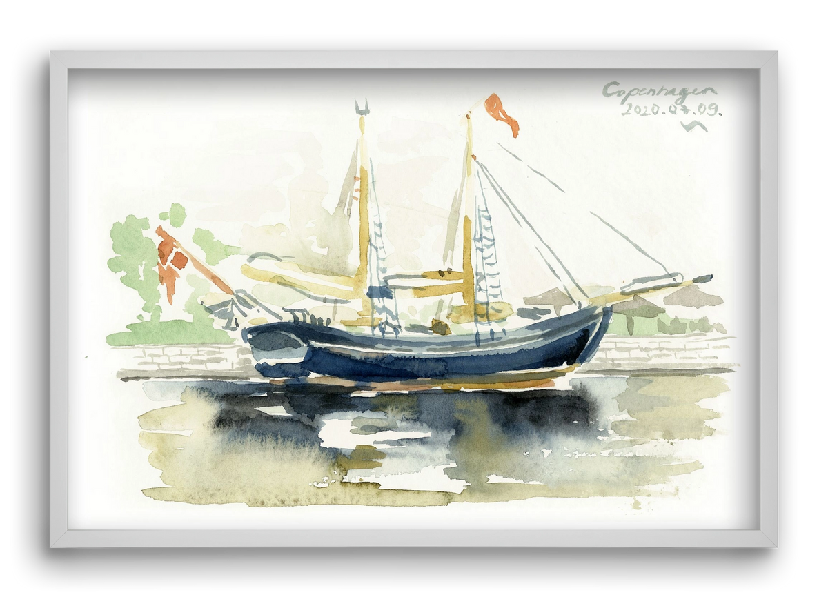 COPENHAGEN - 2020.07.09., 60x40 cm (60x40 cm), Fehér keret