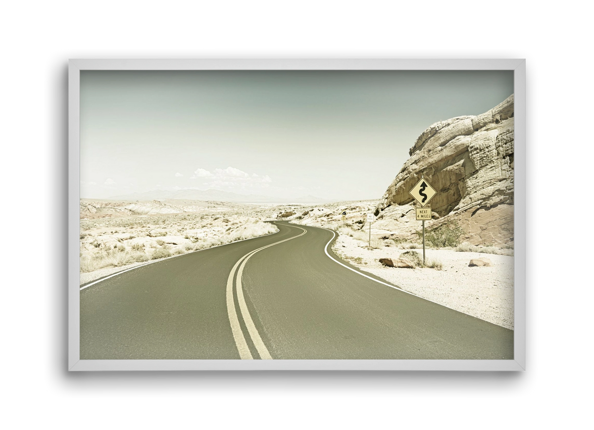 Country Road USA | Vintage, 45x30 cm (45x30 cm), Fehér keret