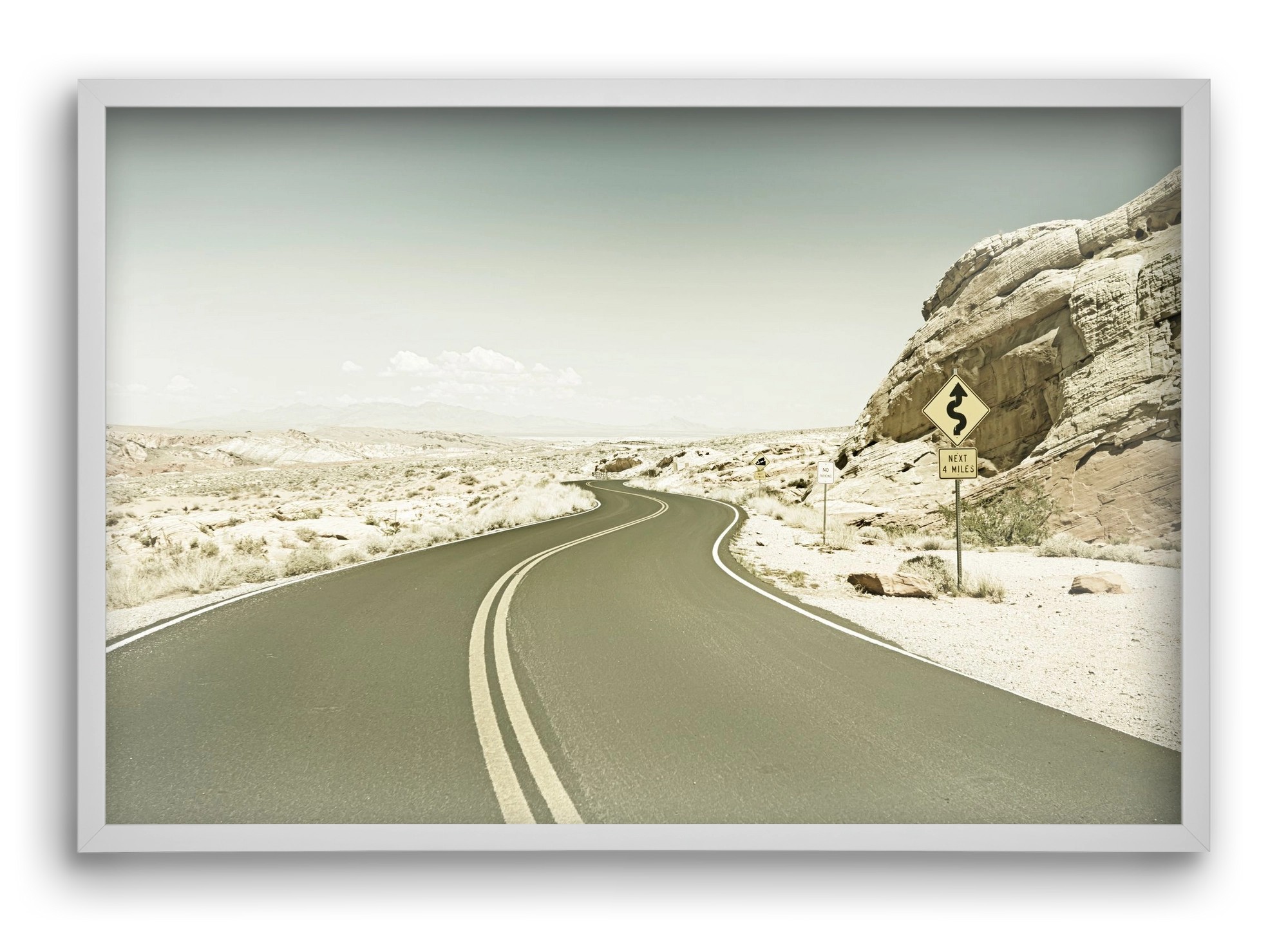 Country Road USA | Vintage, 60x40 cm (60x40 cm), Fehér keret