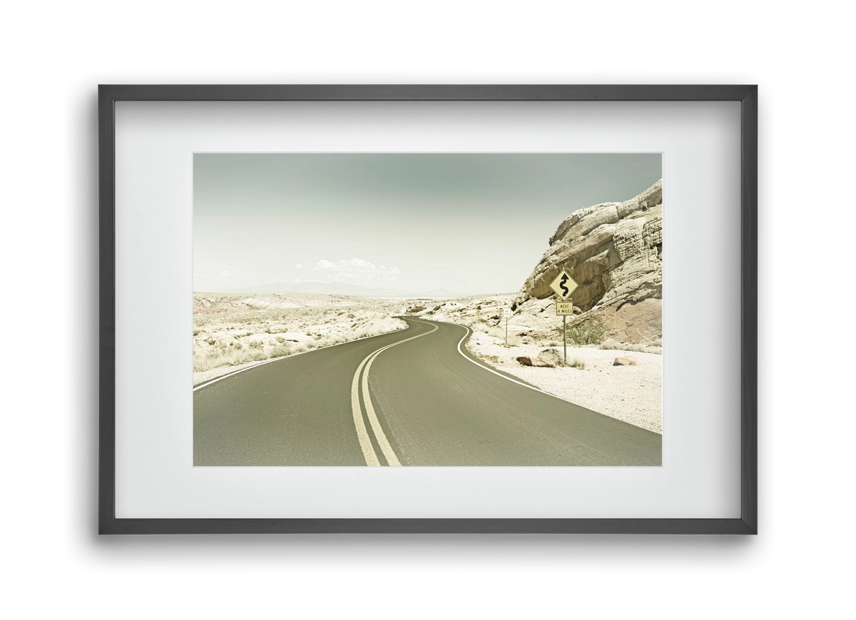 Country Road USA | Vintage, 45x30 cm (30x20 cm), Fekete keret, paszpartuval