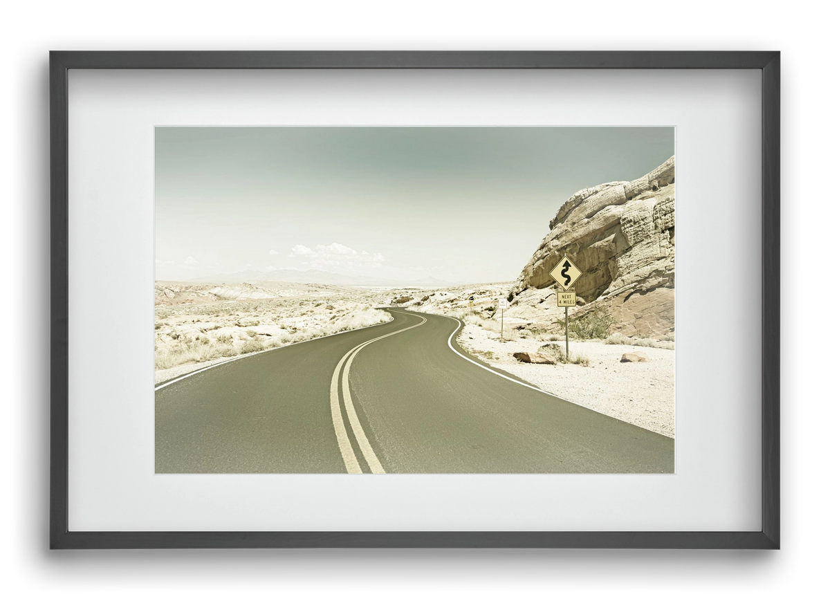 Country Road USA | Vintage, 60x40 cm (45x30 cm), Fekete keret, paszpartuval