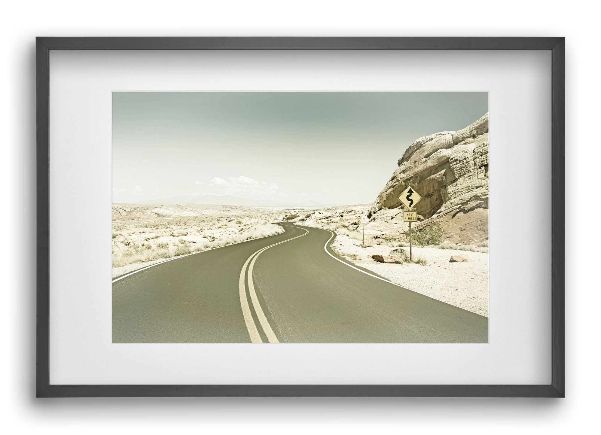 Country Road USA | Vintage, 60x40 cm (45x30 cm), Fekete keret, paszpartuval