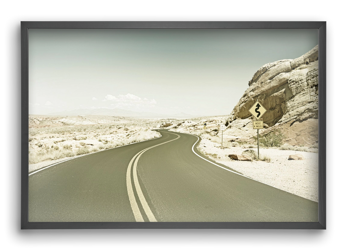 Country Road USA | Vintage, 60x40 cm (60x40 cm), Fekete keret