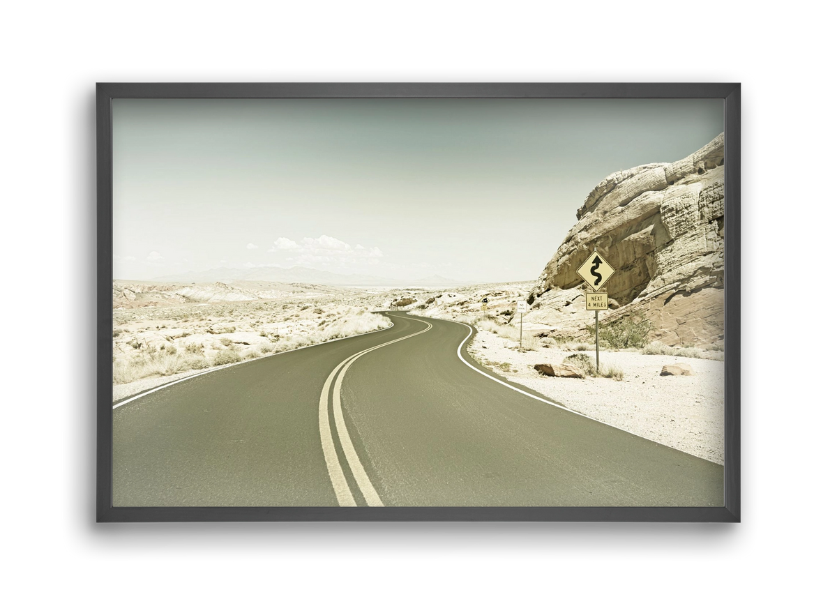 Country Road USA | Vintage, 45x30 cm (45x30 cm), Fekete keret