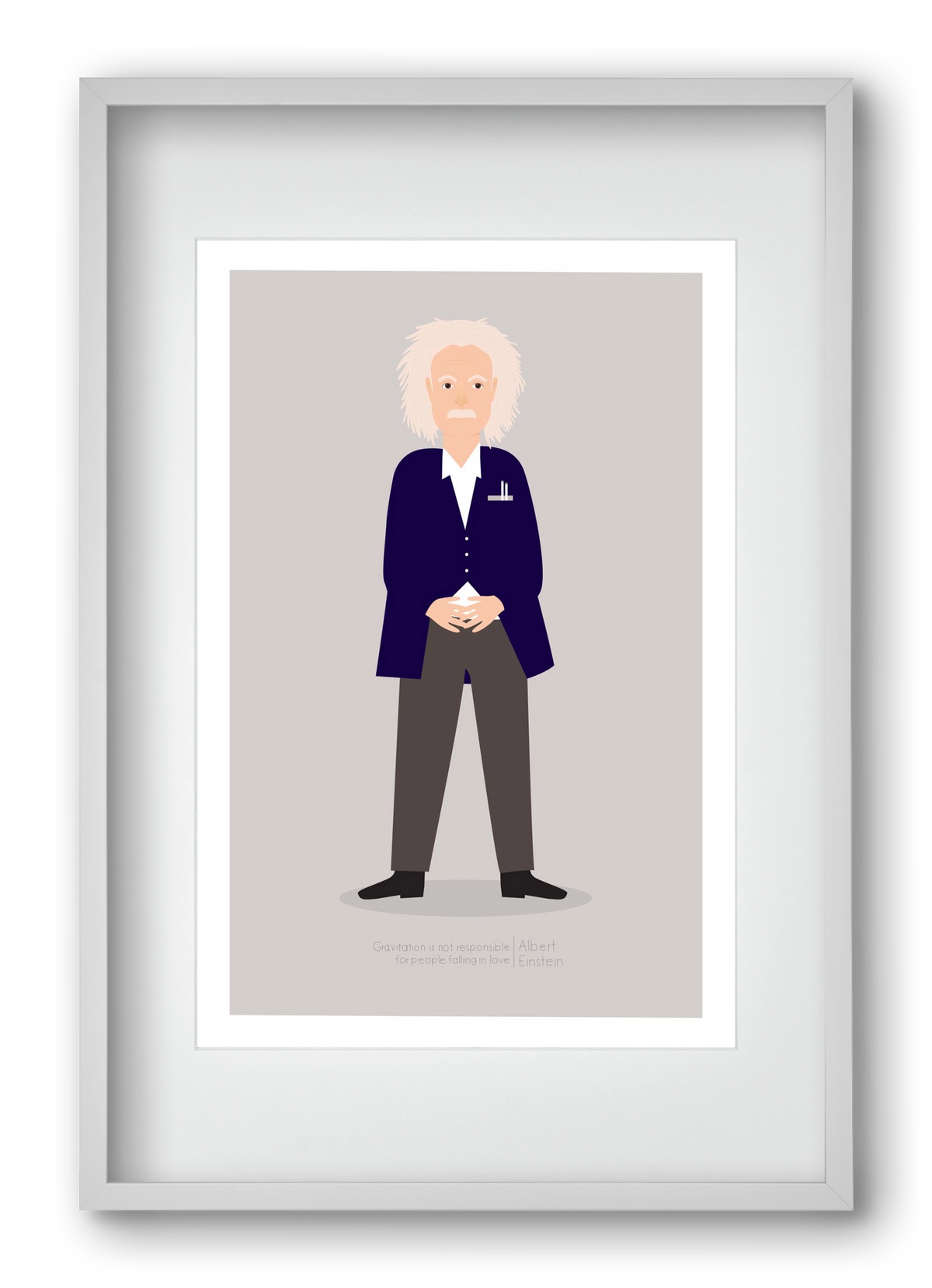 Einstein, 40x60 cm (30x45 cm), Fehér keret, paszpartuval