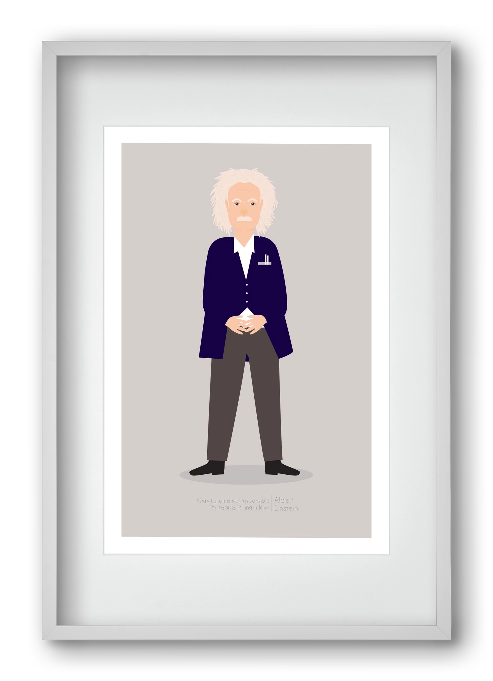 Einstein, 40x60 cm (30x45 cm), Fehér keret, paszpartuval