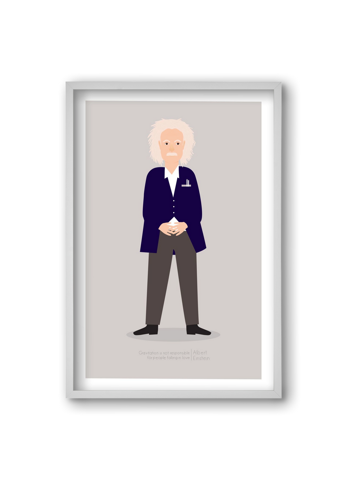 Einstein, 20x30 cm (20x30 cm), Fehér keret