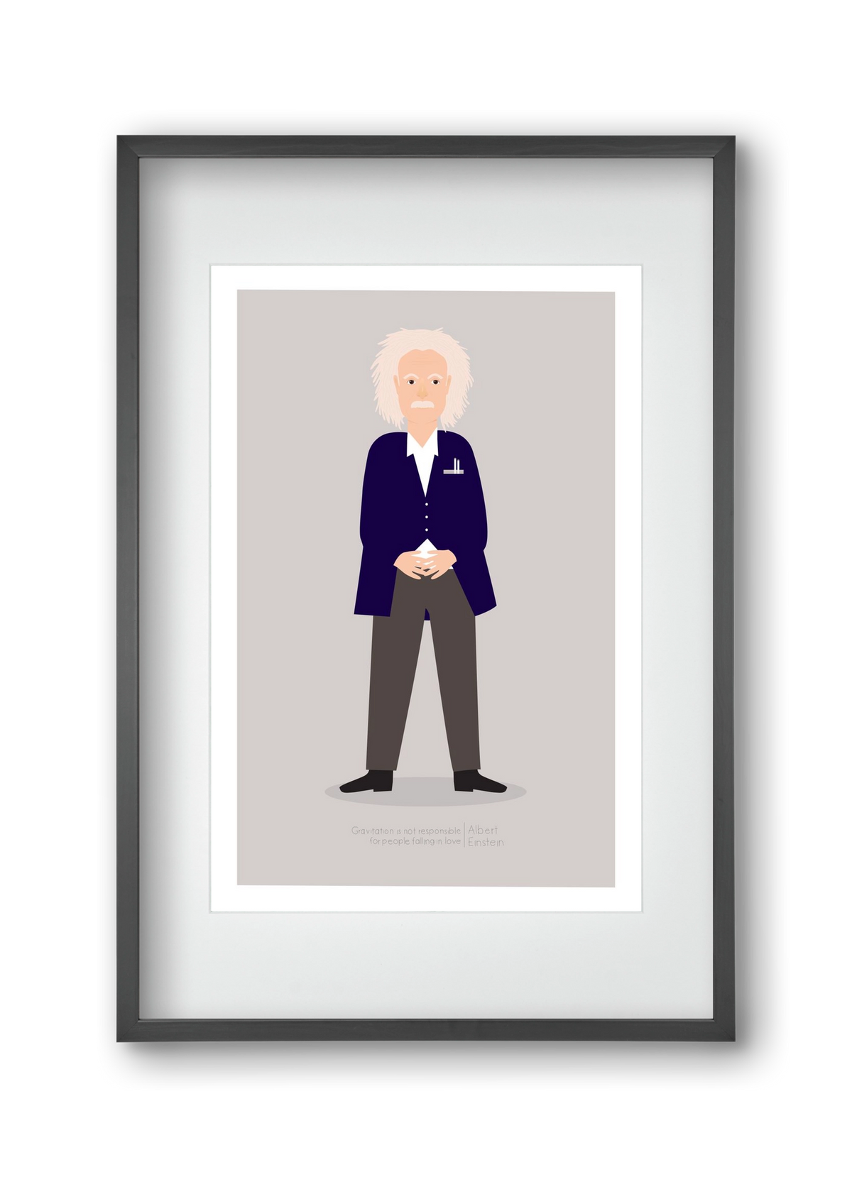 Einstein, 30x45 cm (20x30 cm), Fekete keret, paszpartuval