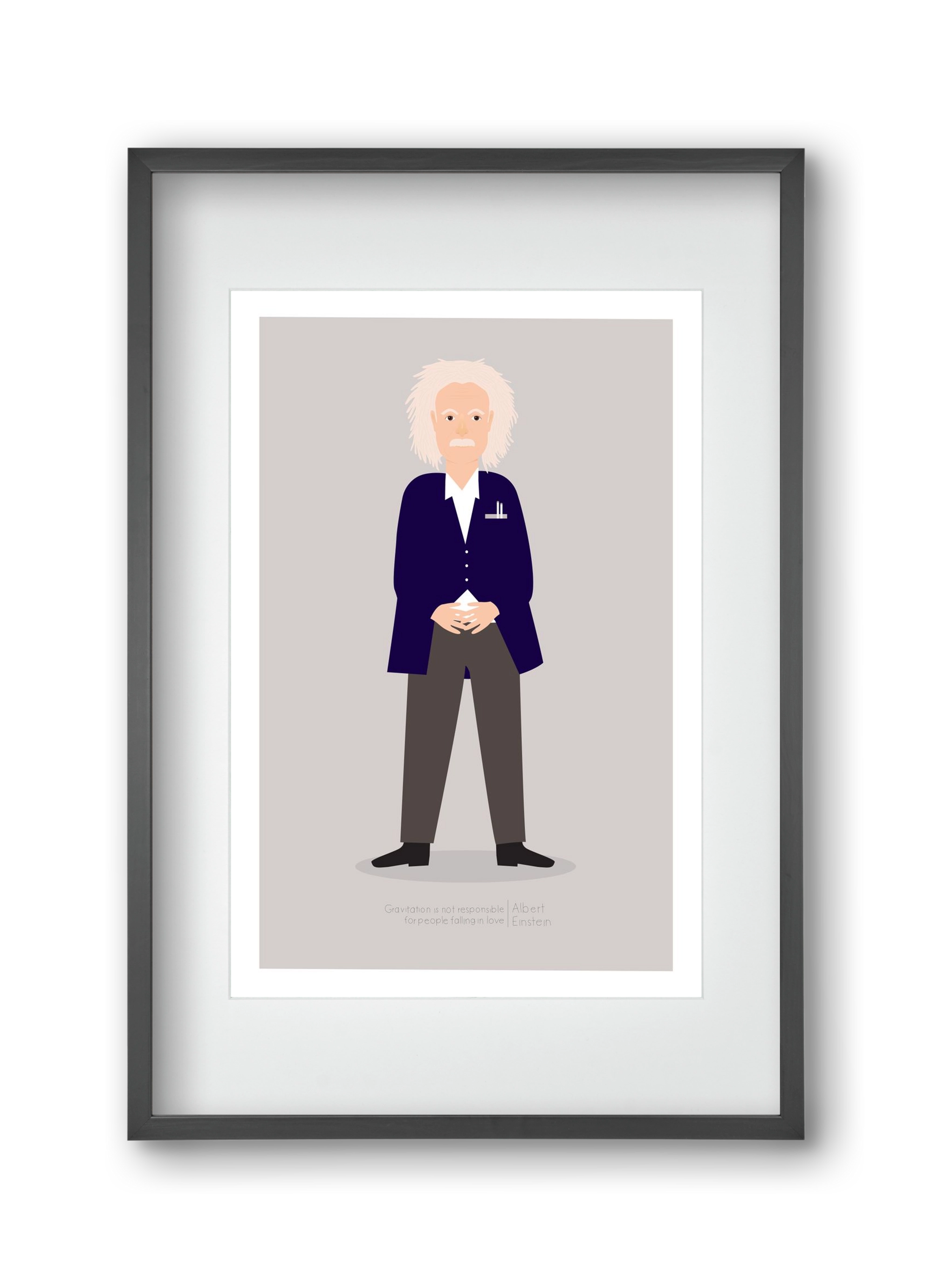 Einstein, 30x45 cm (20x30 cm), Fekete keret, paszpartuval