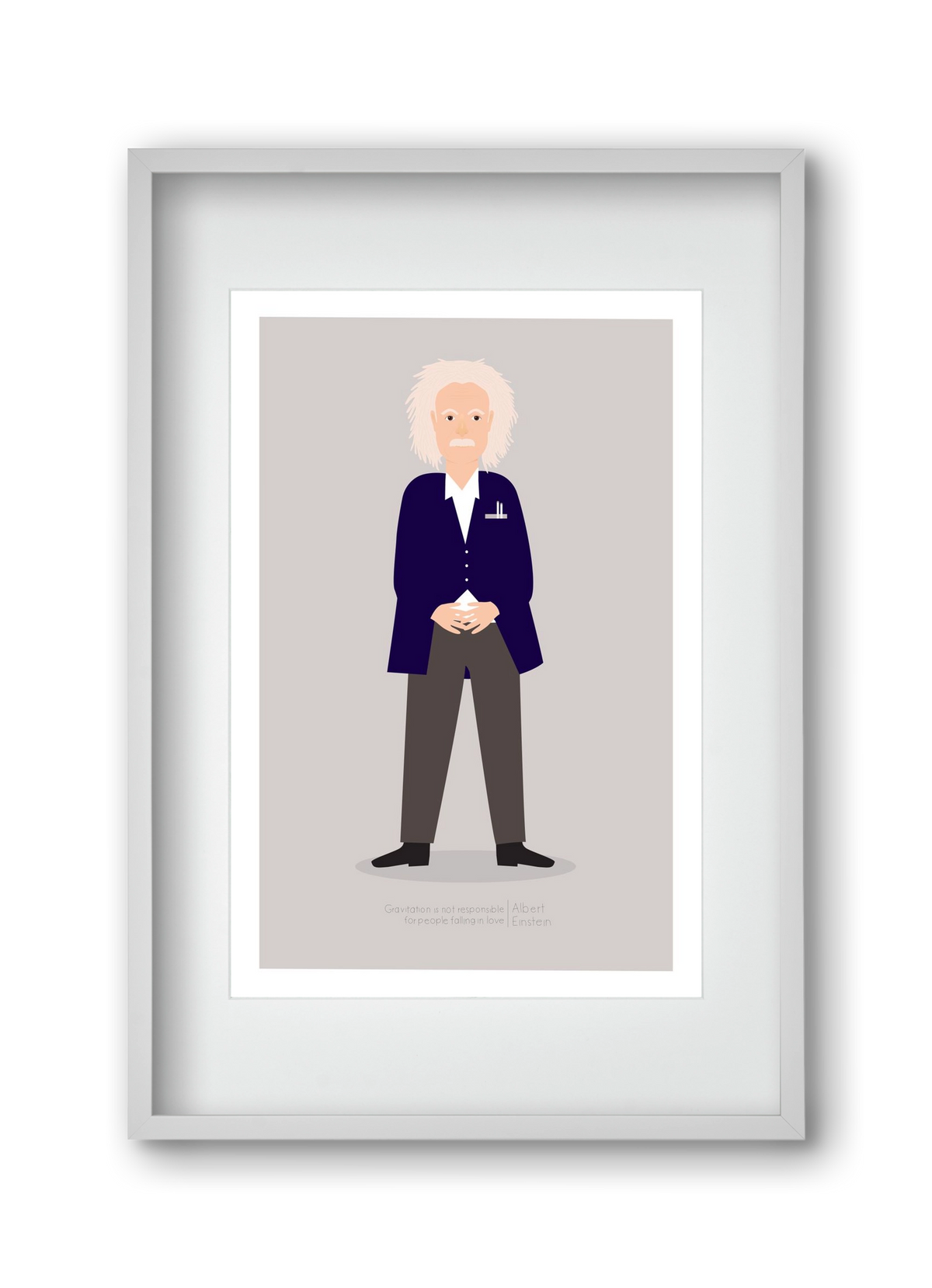 Einstein, 30x45 cm (20x30 cm), Fehér keret, paszpartuval