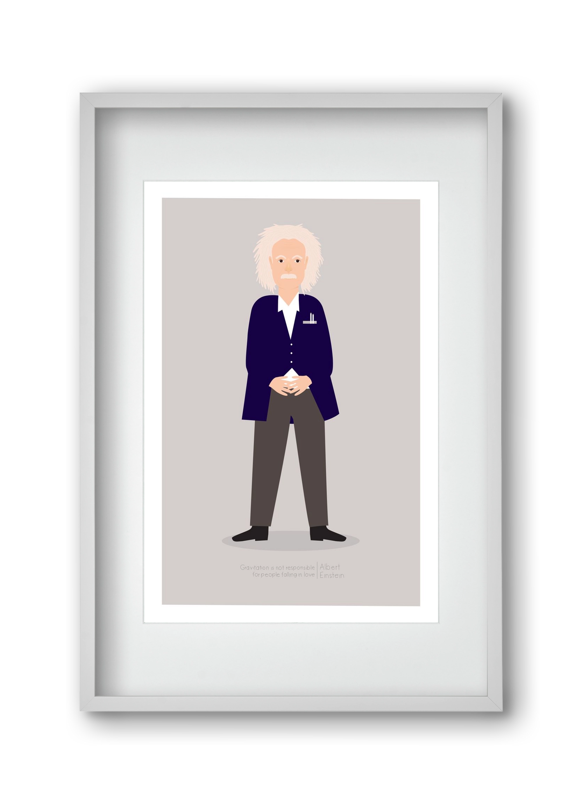 Einstein, 30x45 cm (20x30 cm), Fehér keret, paszpartuval