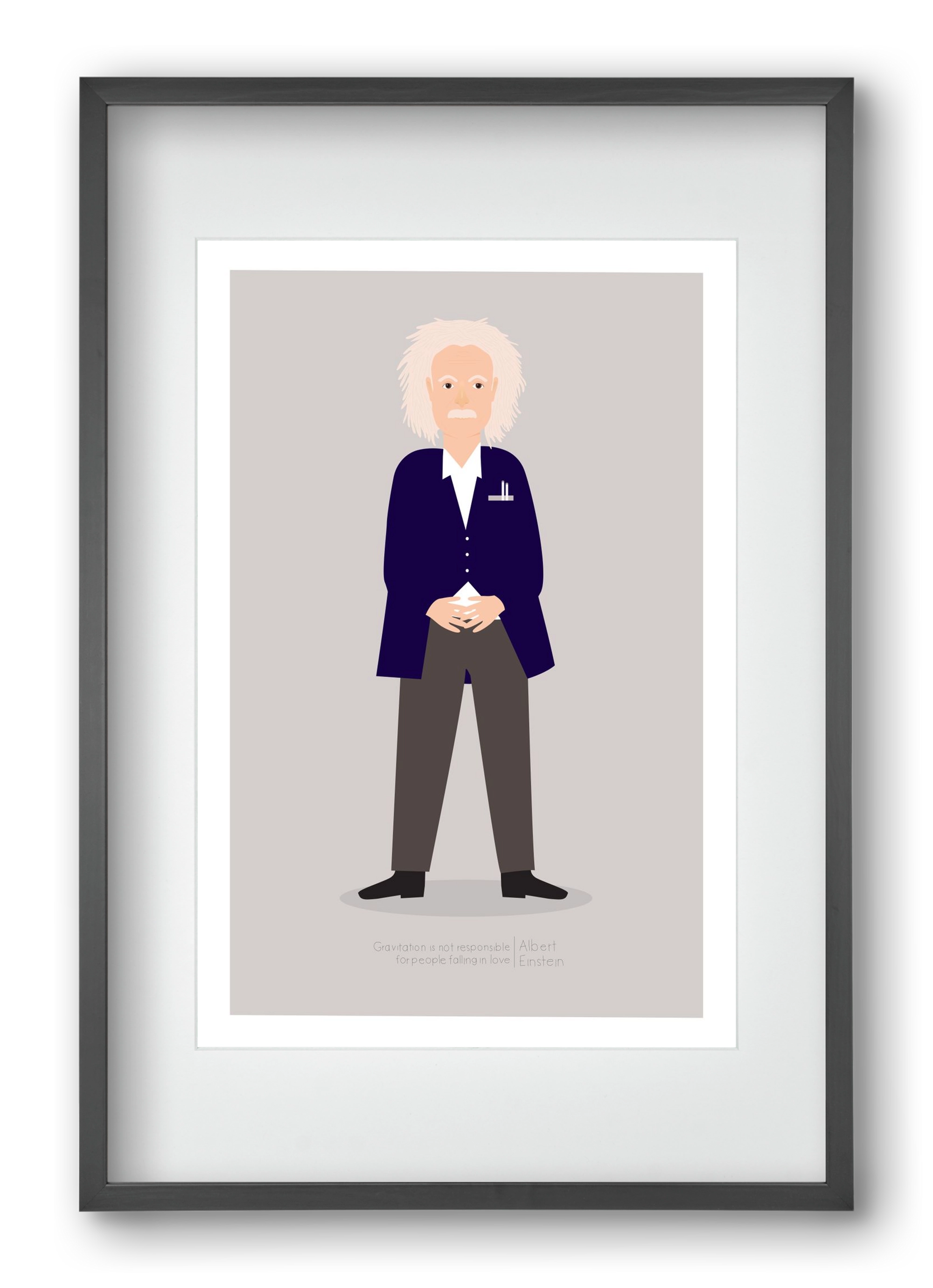 Einstein, 40x60 cm (30x45 cm), Fekete keret, paszpartuval