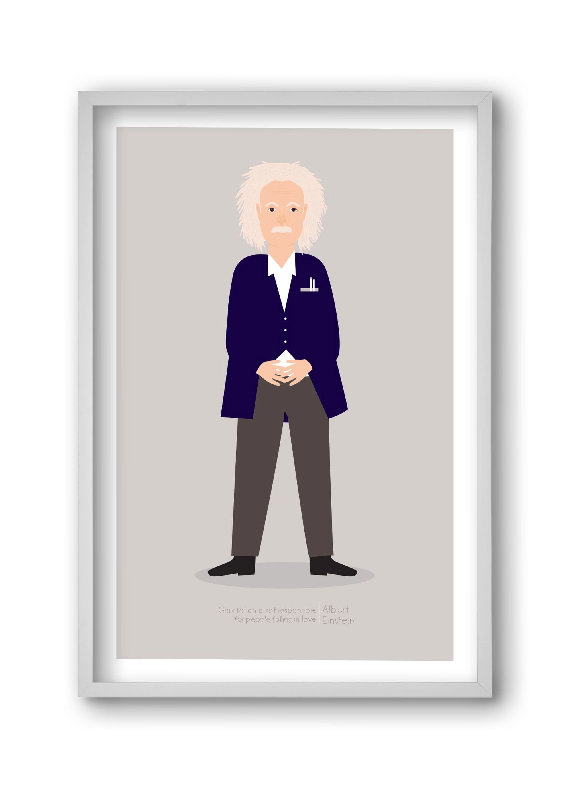 Einstein, 30x45 cm (30x45 cm), Fehér keret