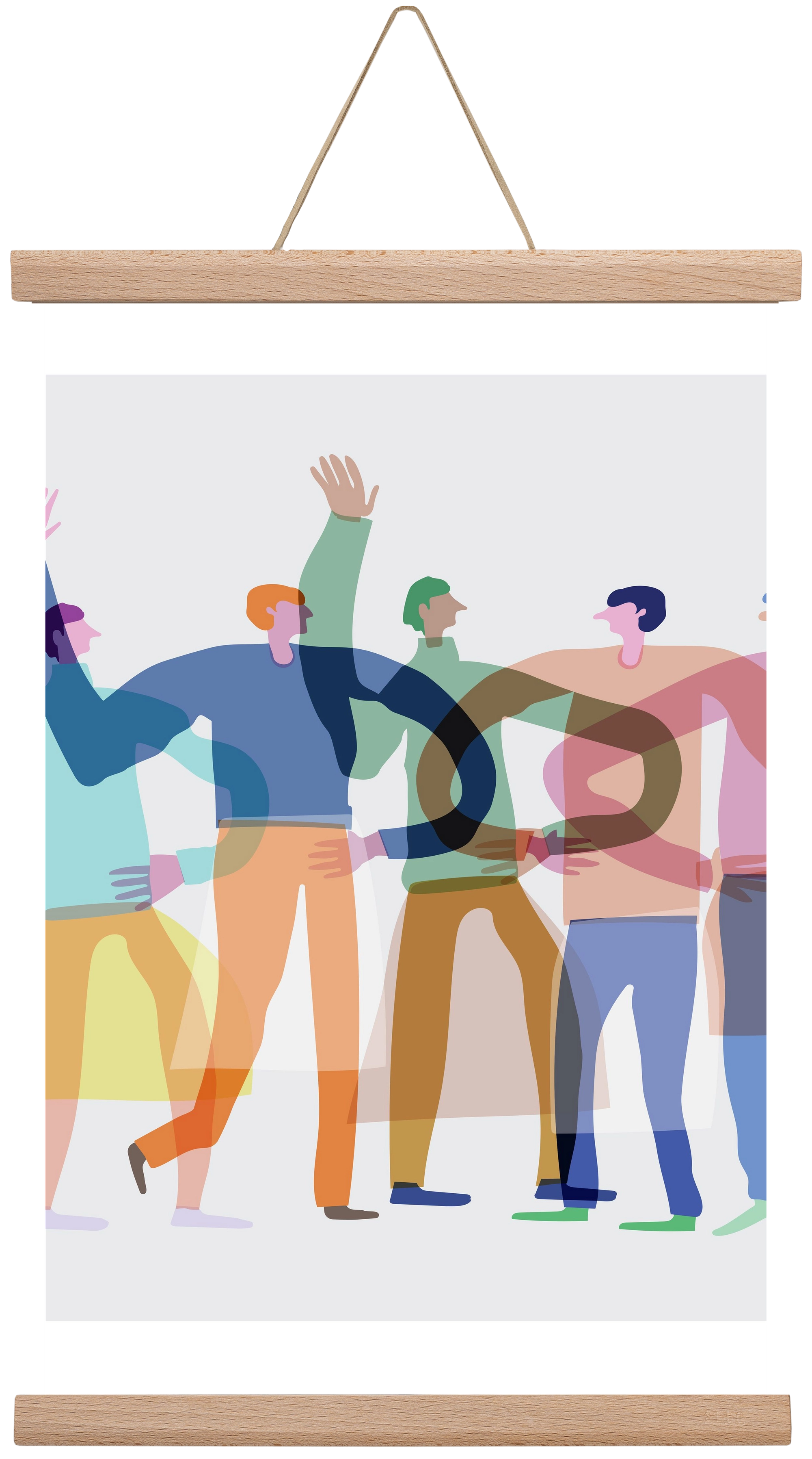 Transparent Friends, 45x30 cm (45x30 cm), Tölgy akasztó